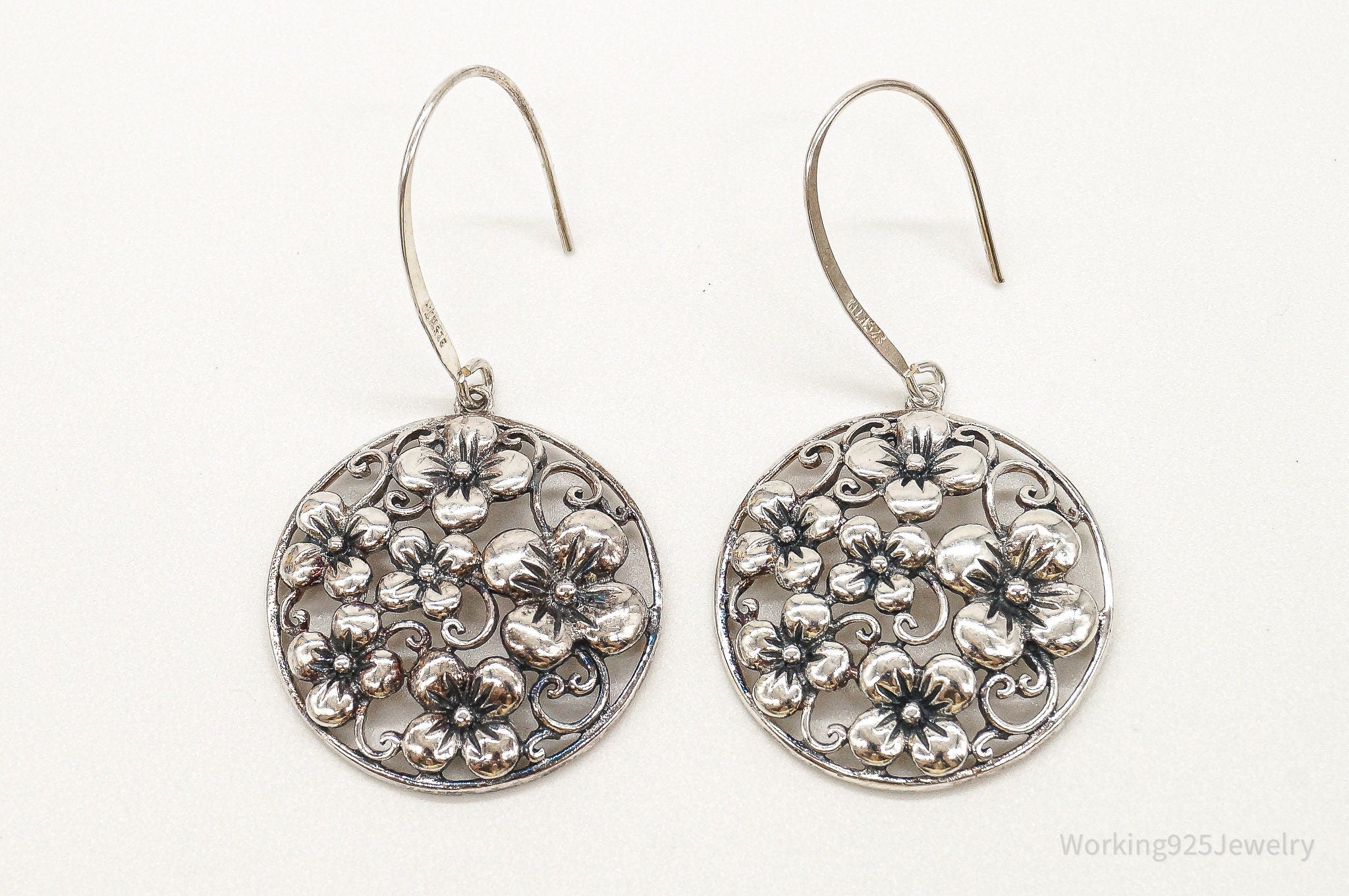 Flowers Cut Out Sterling Silver Earrings