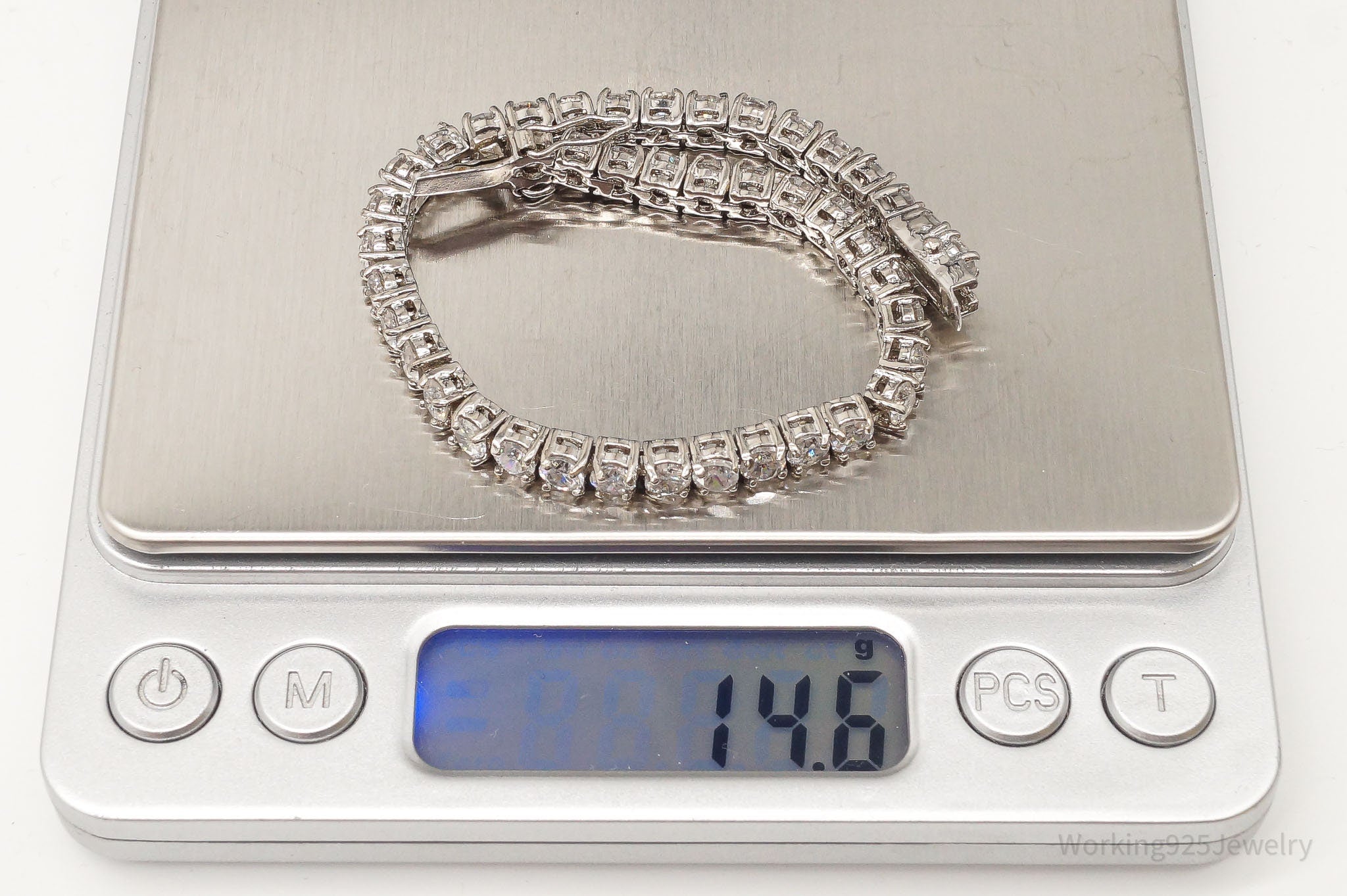 Vintage Cubic Zirconia Silver Tennis Bracelet