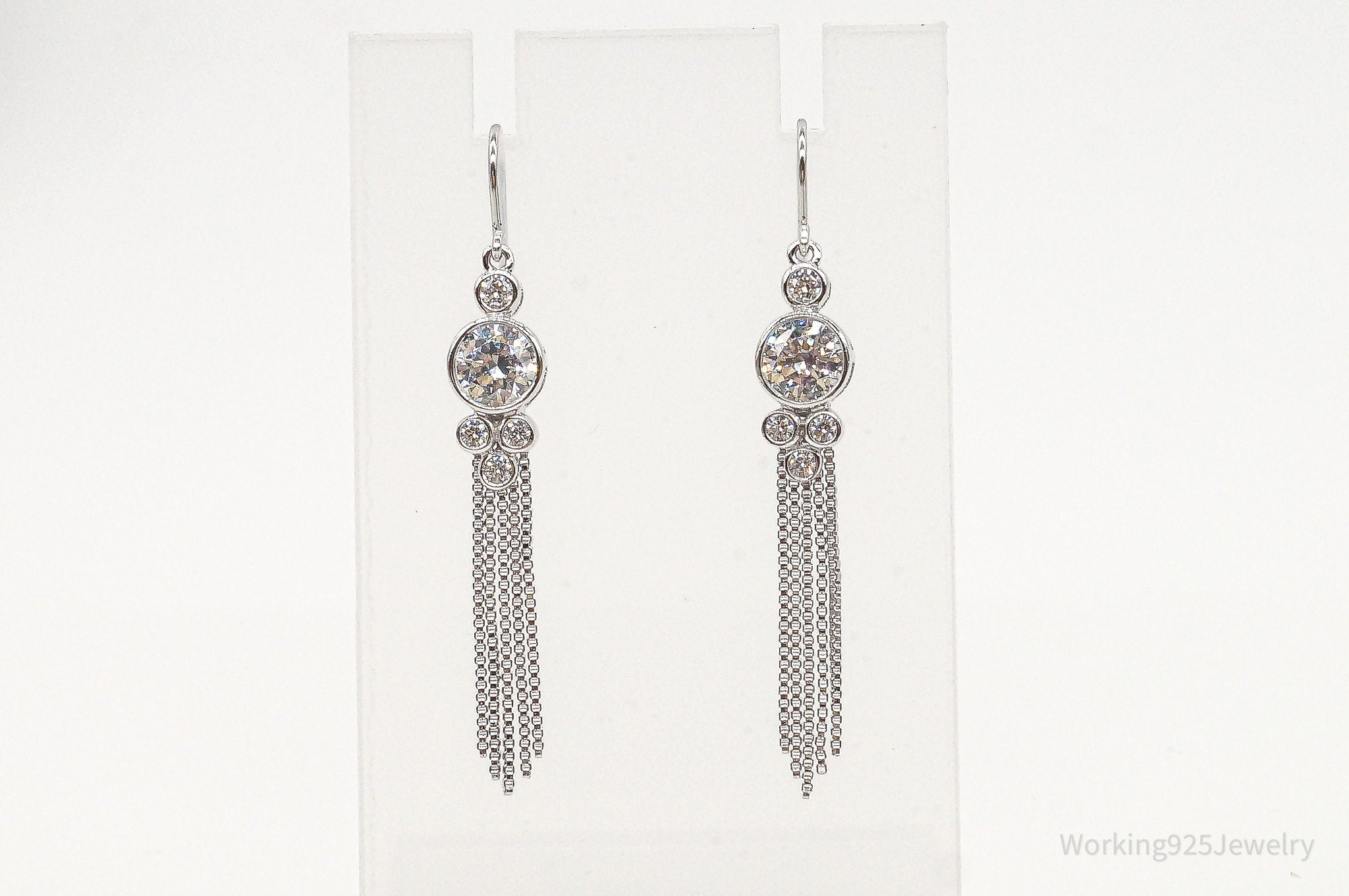 Large Cubic Zirconia Sterling Silver Earrings