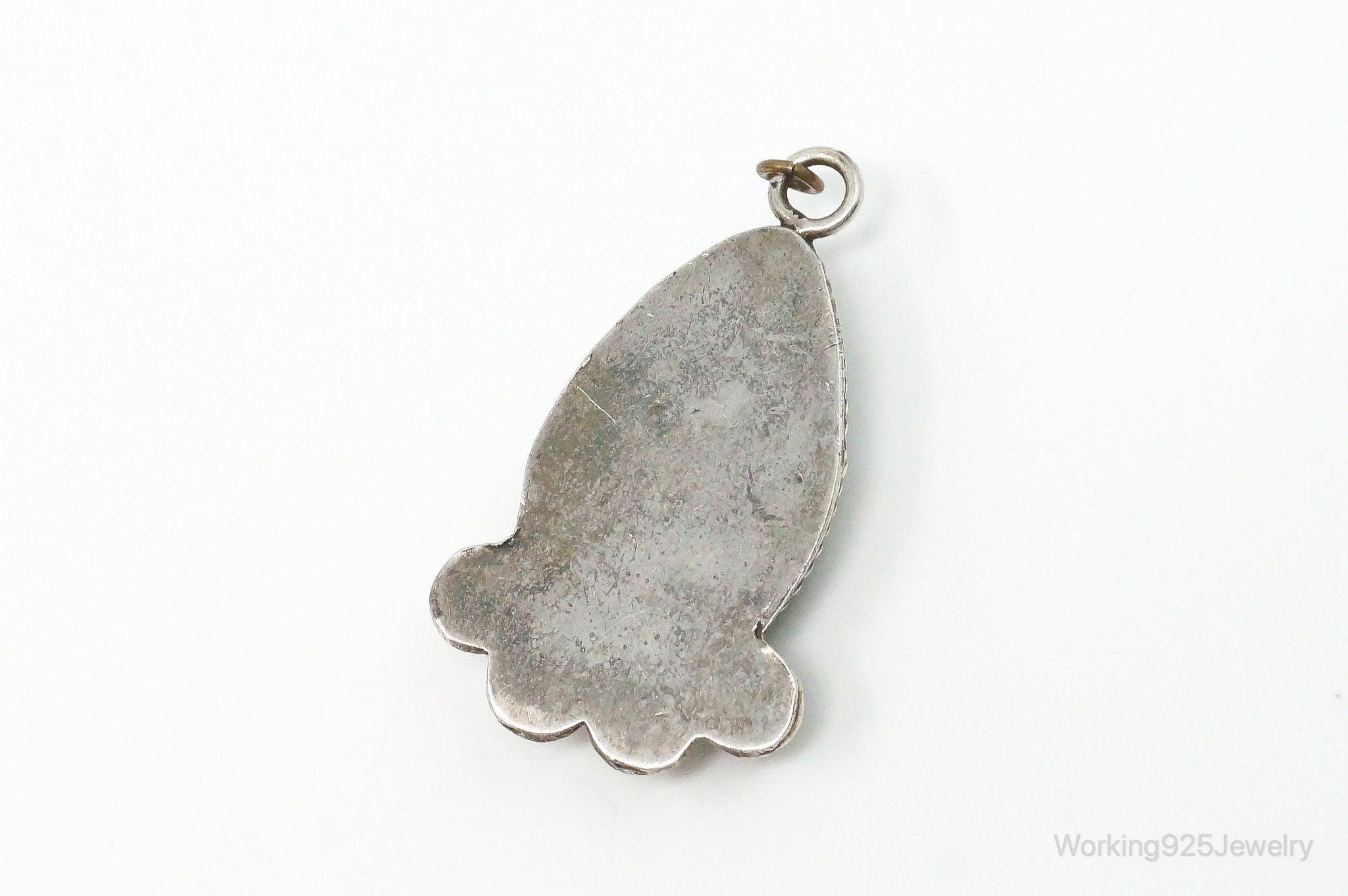 Large Vintage Native American Montana Agate Sterling Silver Pendant