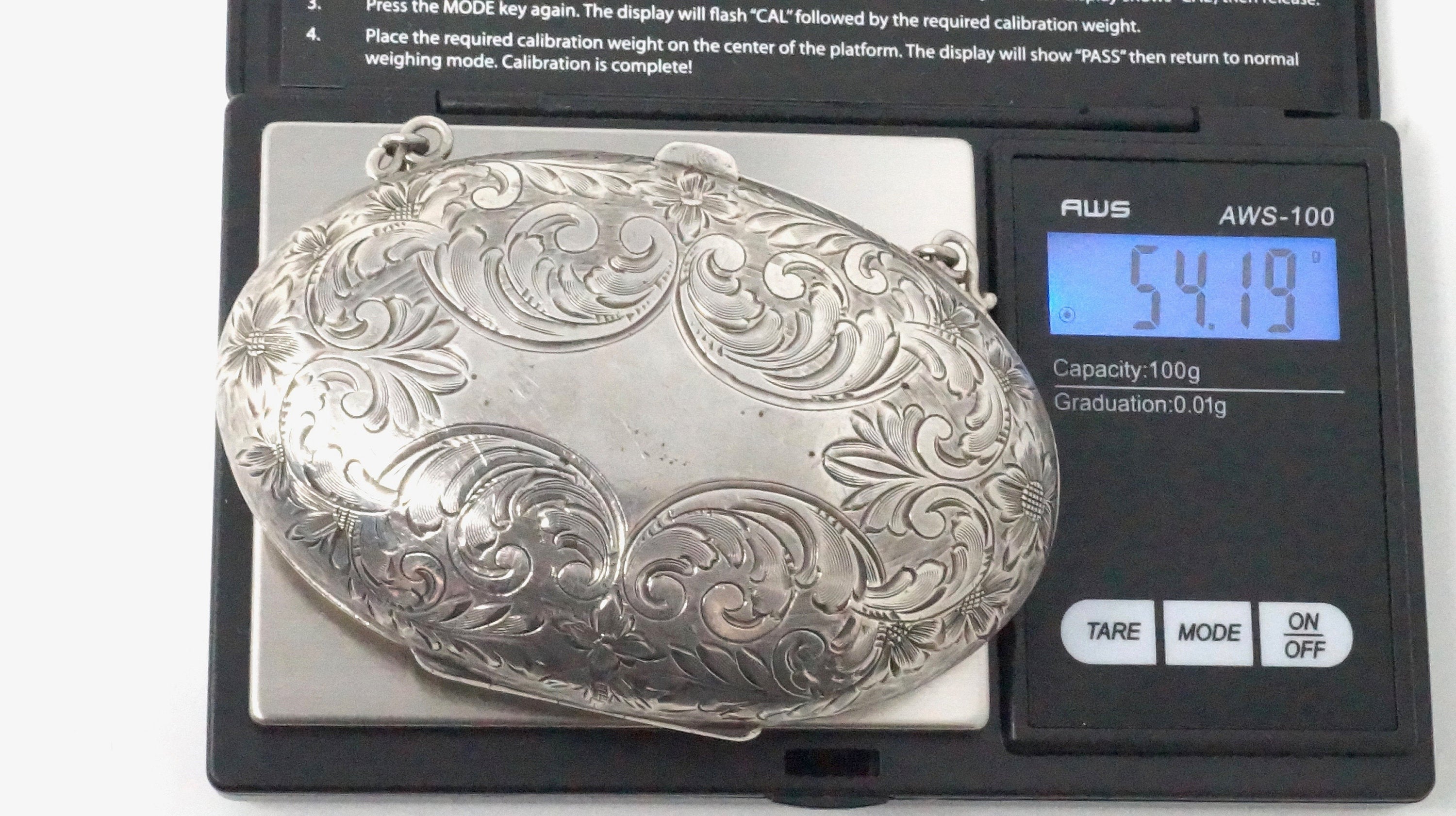 RARE Victorian 1800s Floral Pattern Etched Sterling Silver Coin Purse Hand Bag