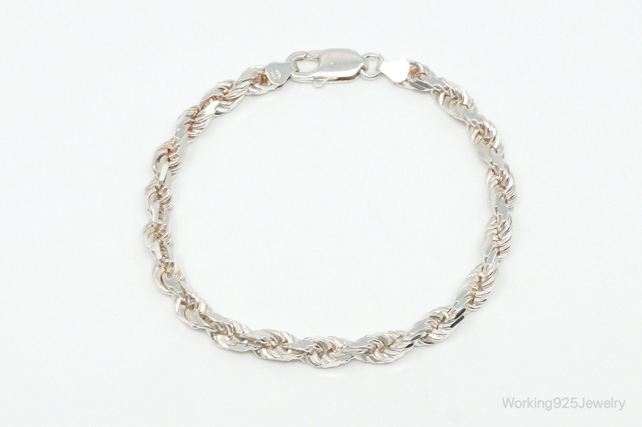 Vintage Italian Rope Chain Sterling Silver Bracelet