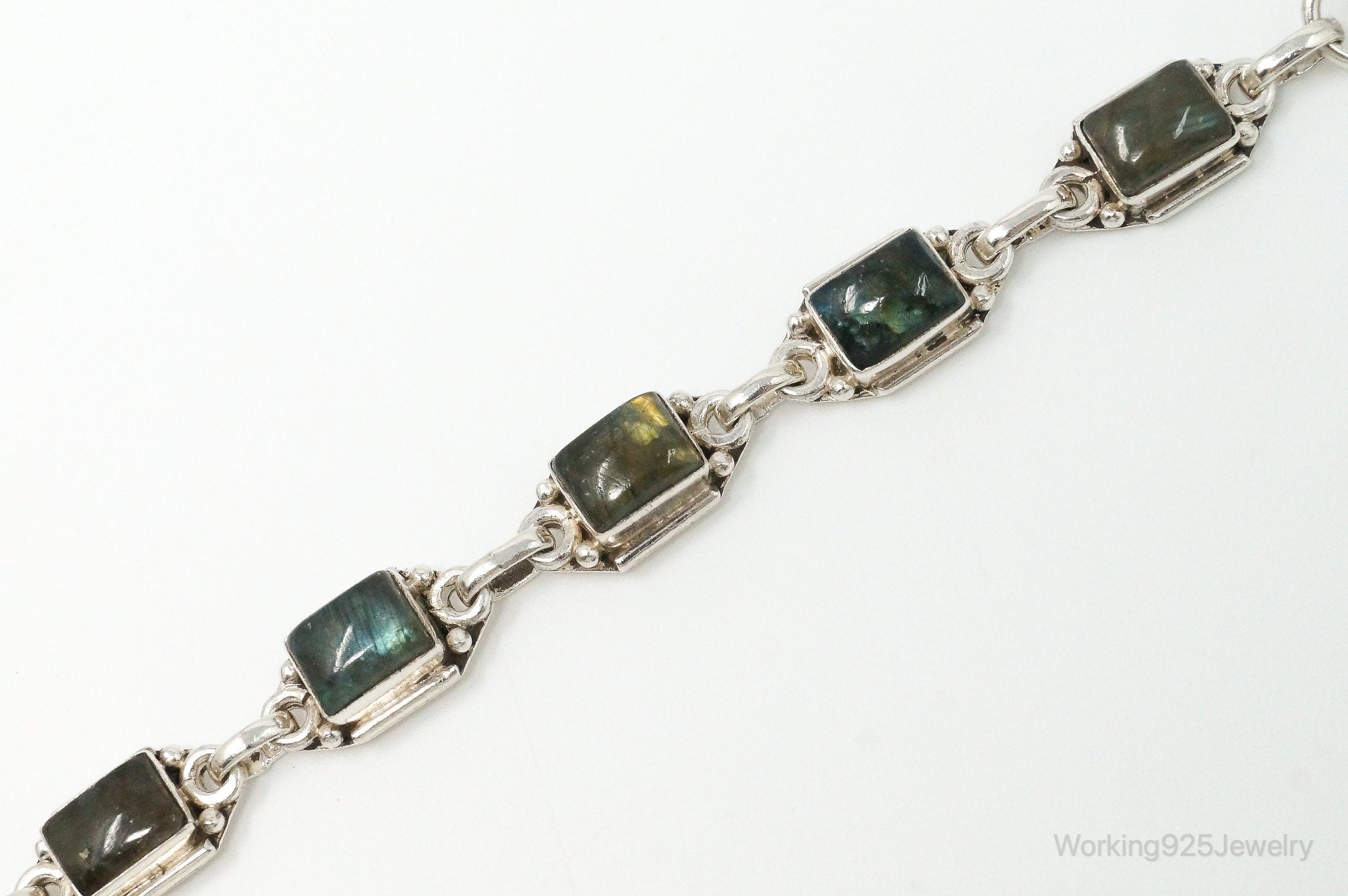 Vintage Labradorite Sterling Silver Bracelet