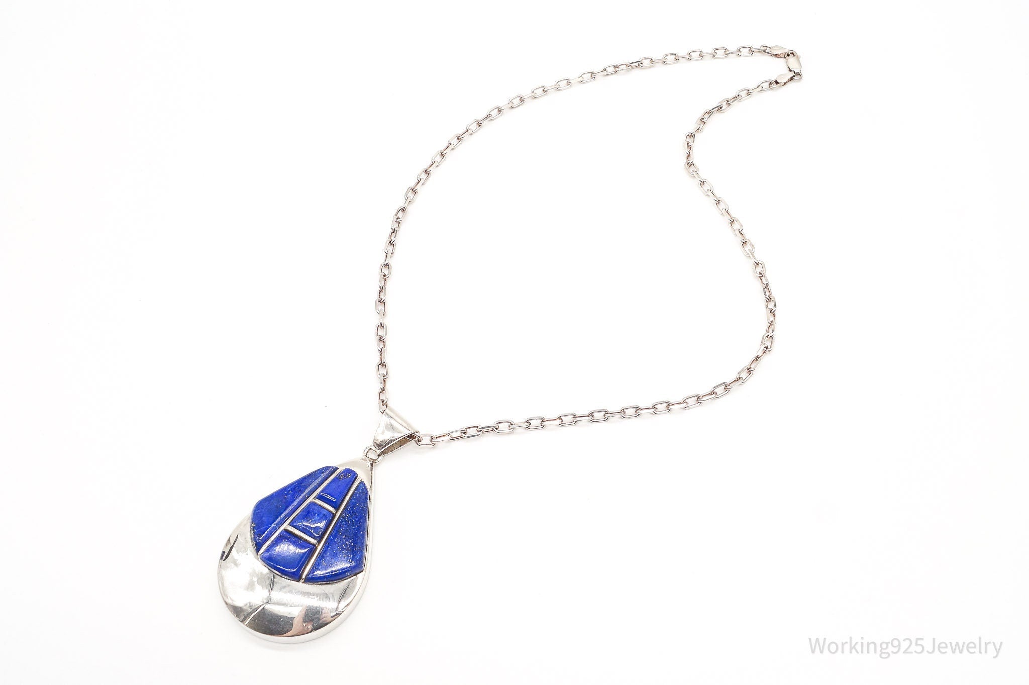 Vintage Artisan SJI Lazuli Lazuli Inlay Sterling Silver Necklace