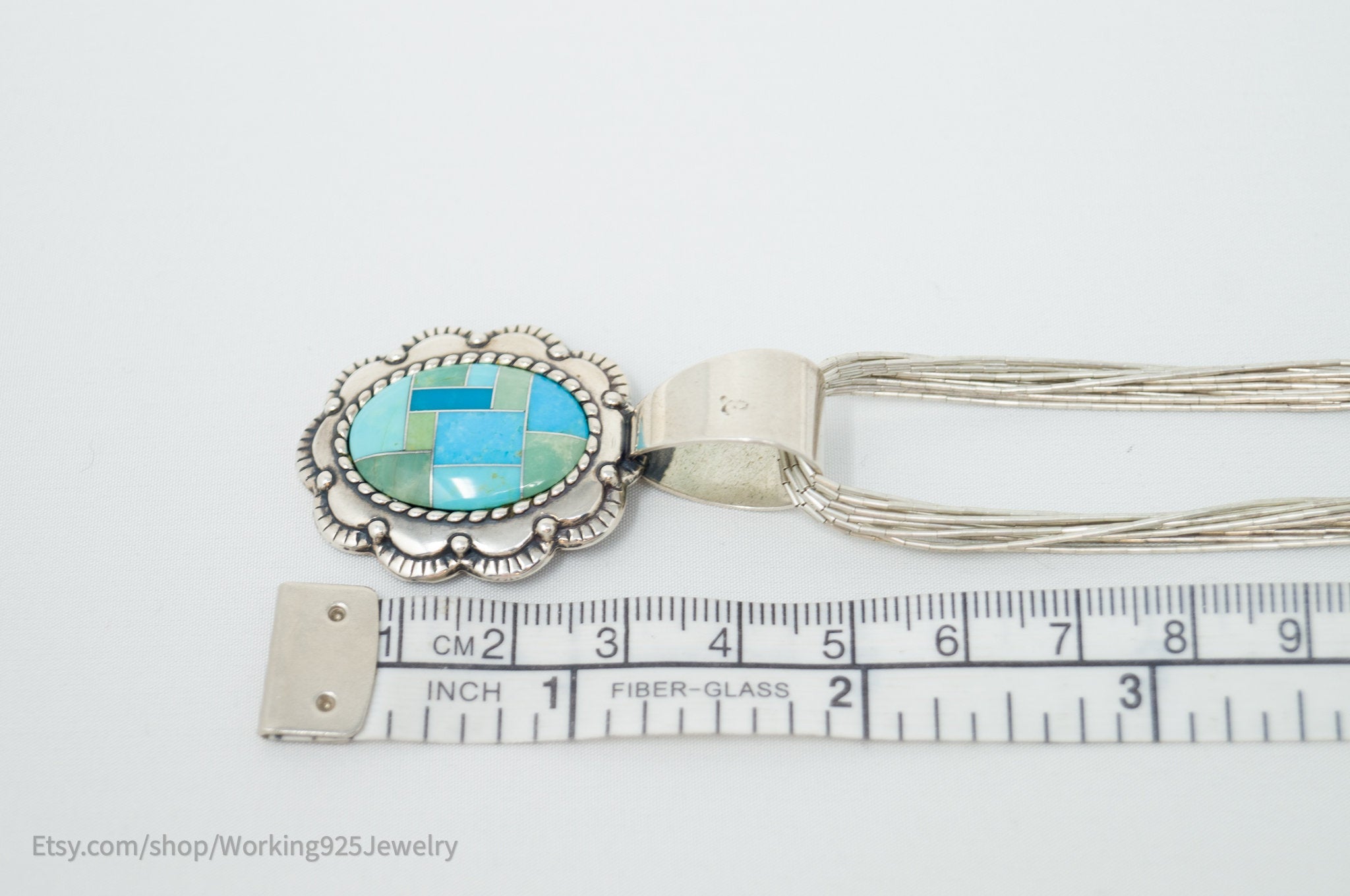 Vintage Designer Carolyn Pollack Relios Turquoise Sterling Silver Necklace