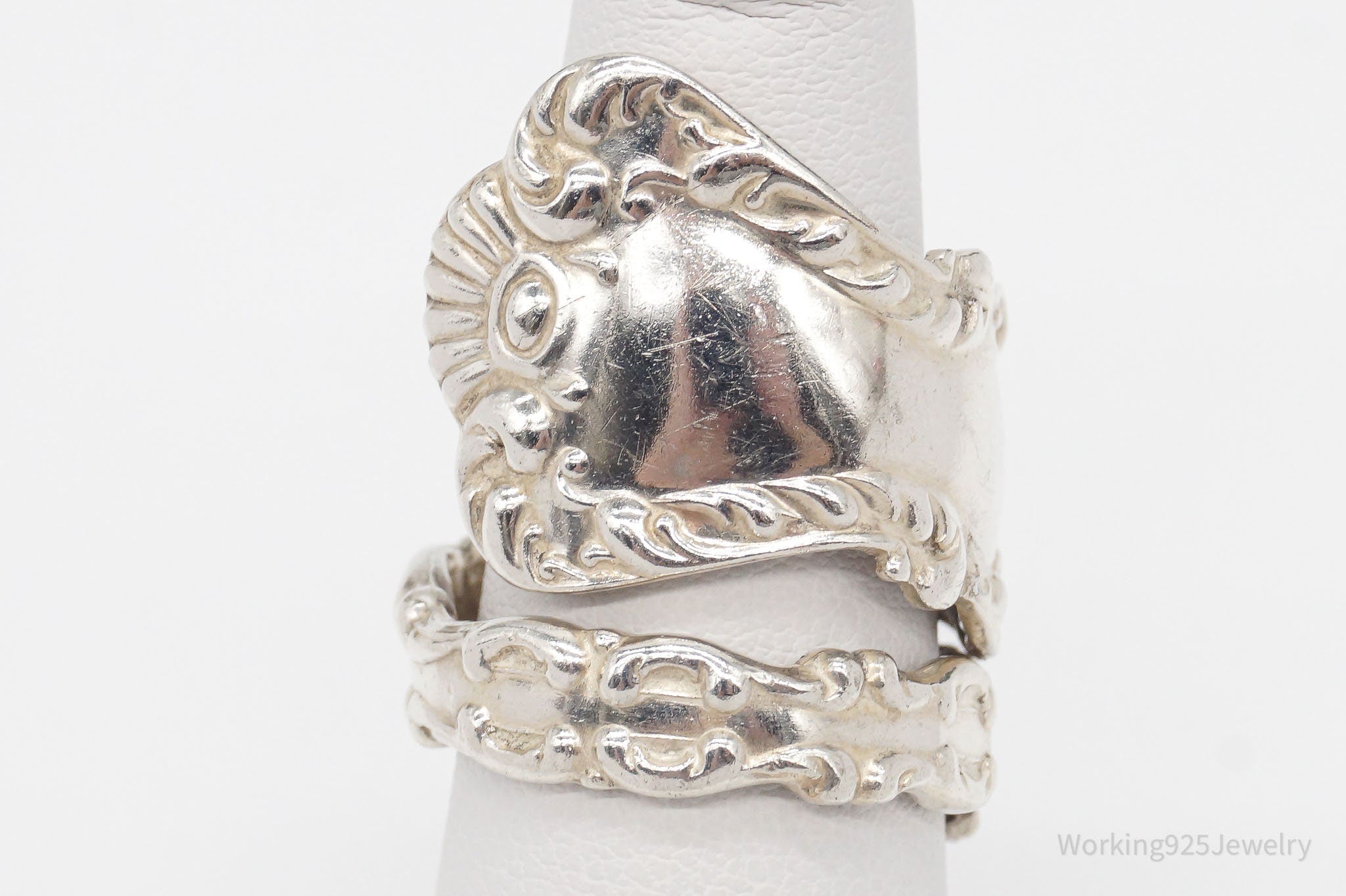 Antique Art Nouveau Sterling Silver Spoon Ring - Size 6.5 Ajustable