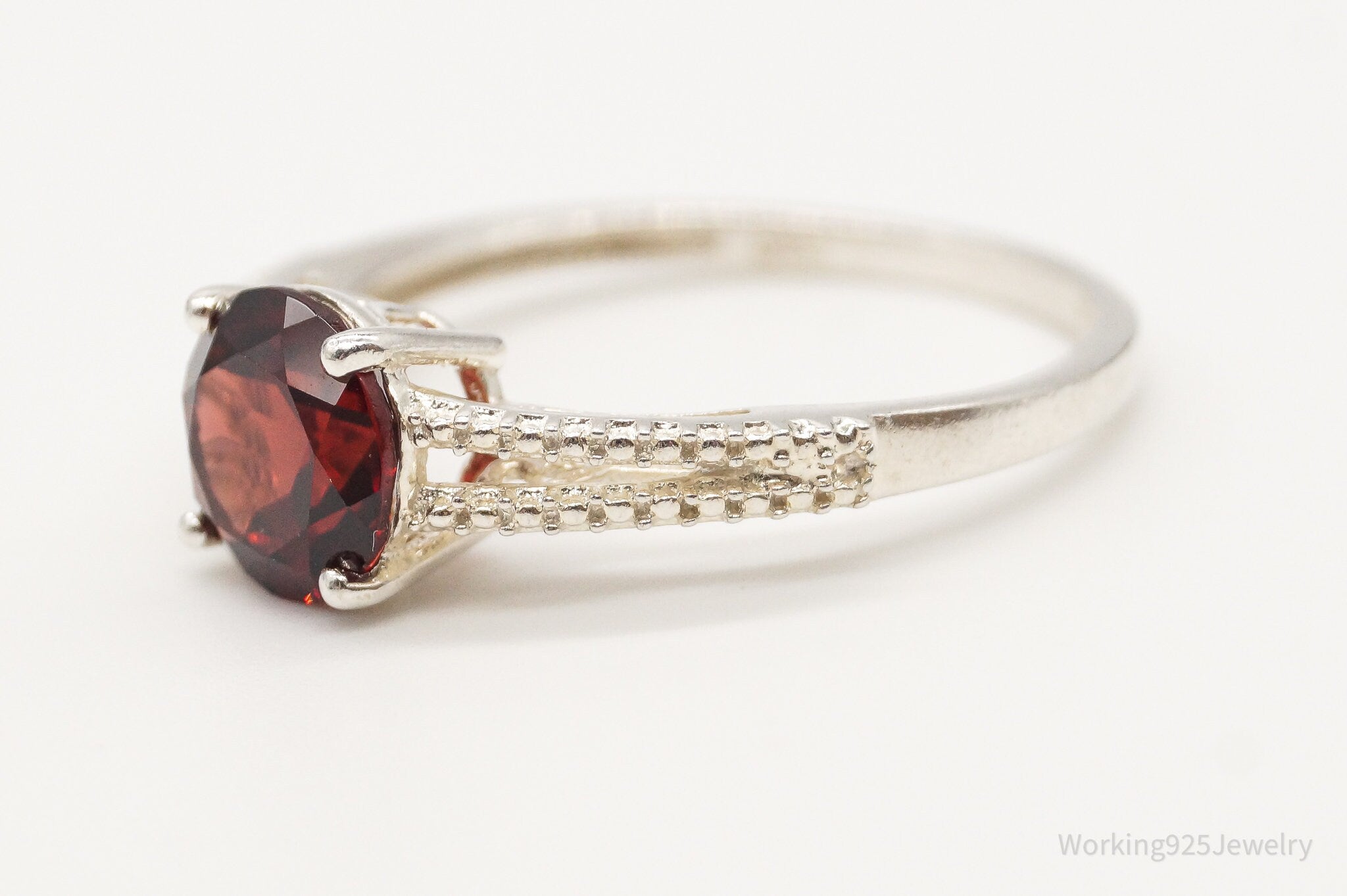 Vintage Garnet Sterling Silver Ring - Size 10