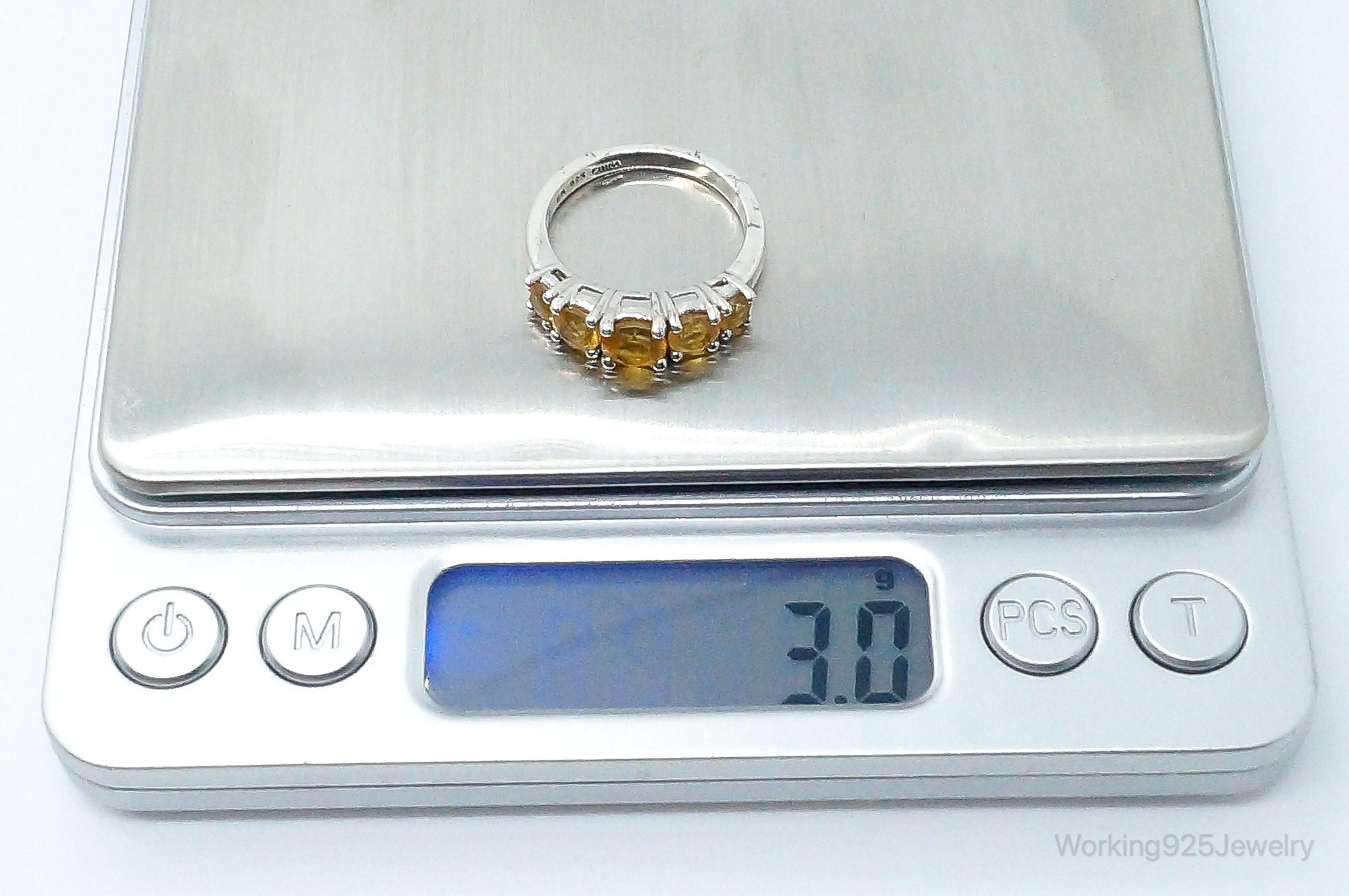 Vintage Citrine Sterling Silver Ring - Size 7