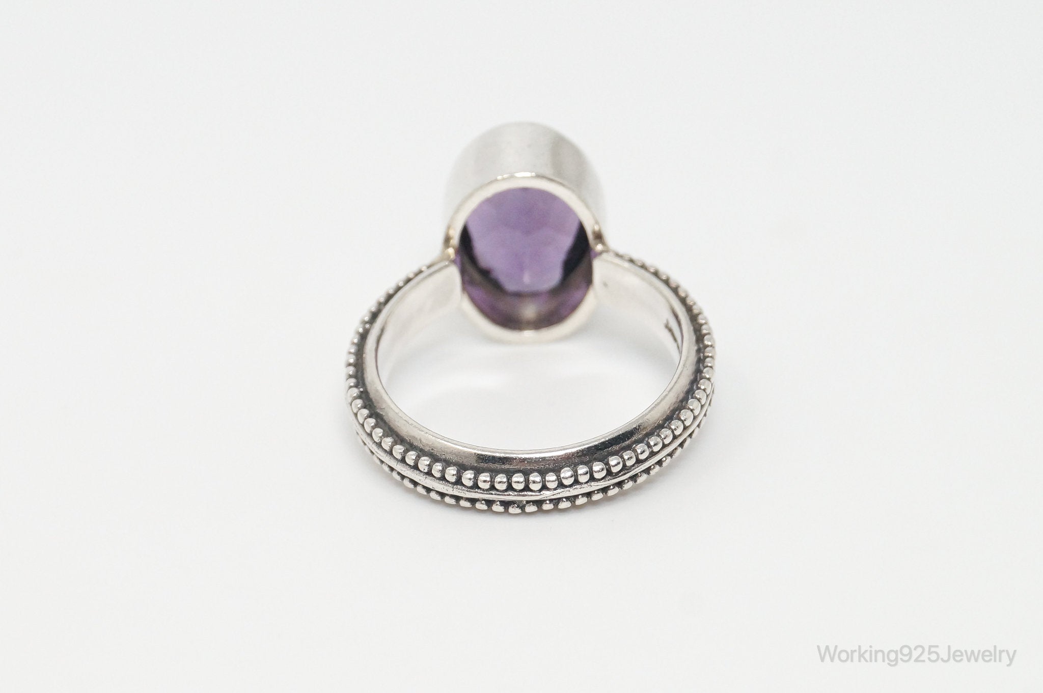 Vintage Indonesia Designer Talia Merav Amethyst Sterling Silver Ring - Sz 9