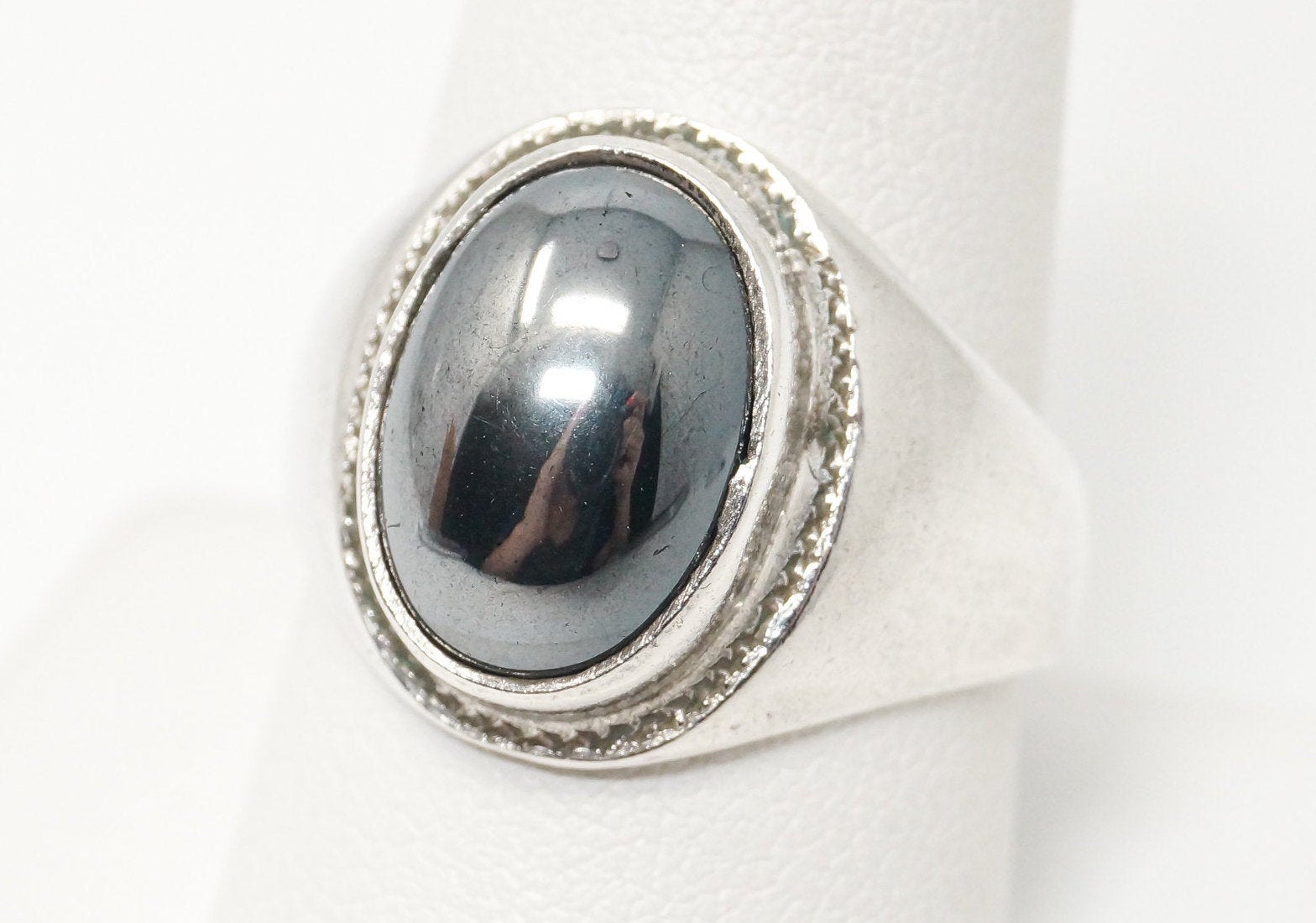 Vintage Hematite Sterling Silver Ring - Size 9.25