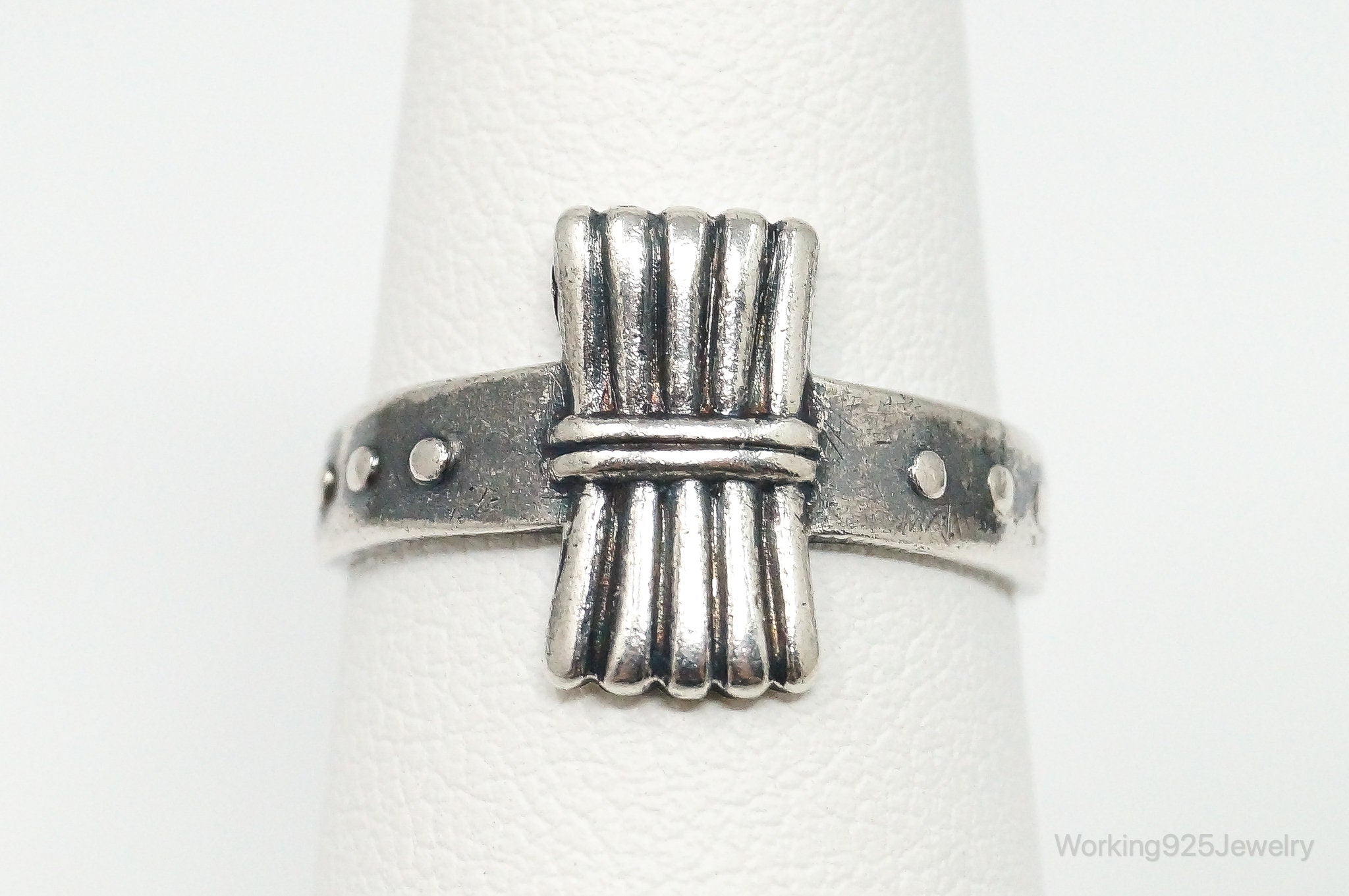 Antique Designer J.J. White Mfg Co Campfire Girls Sterling Silver Ring -Size 5.5