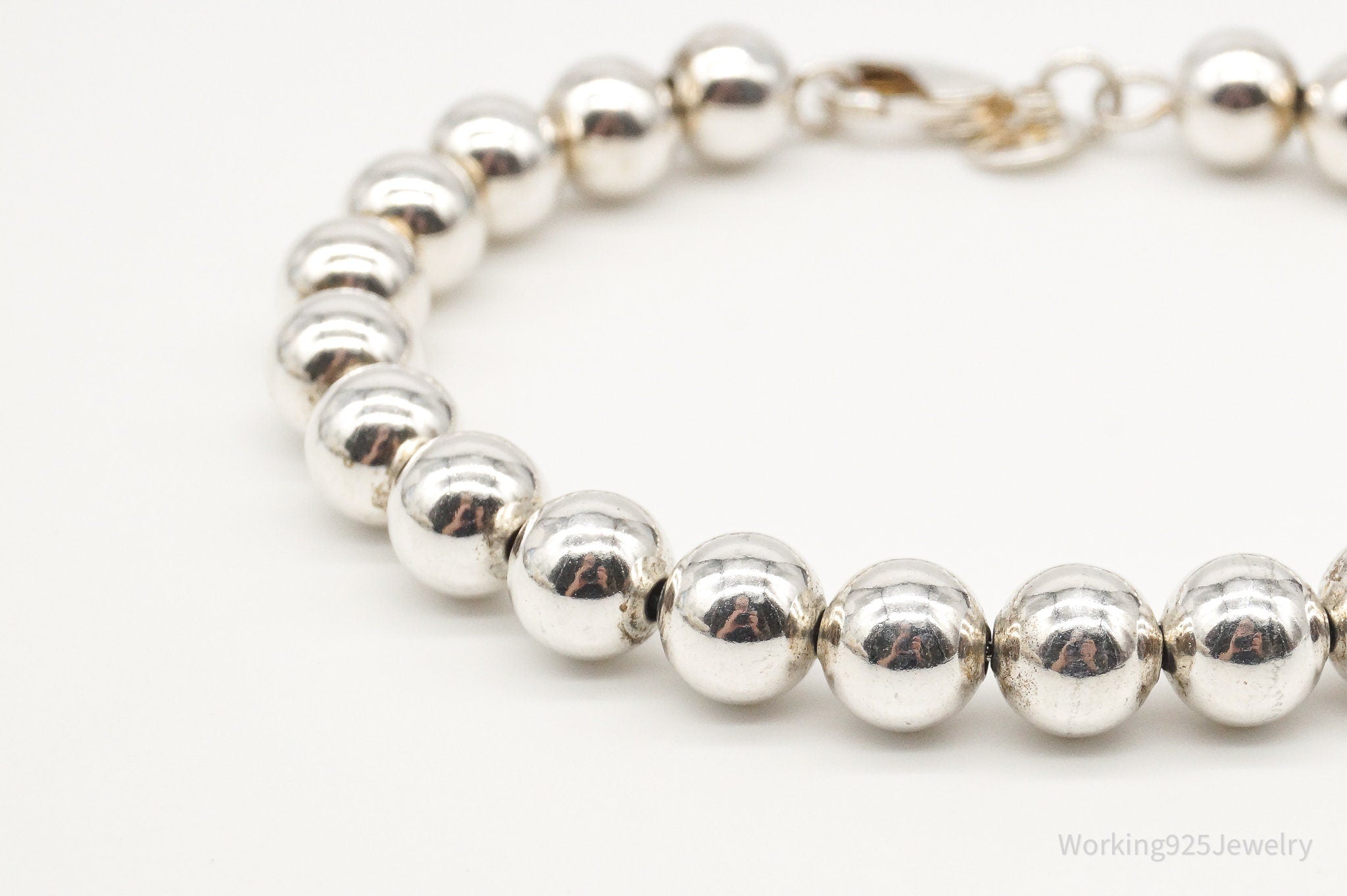 Vintage Ball Beaded Sterling Silver Bracelet