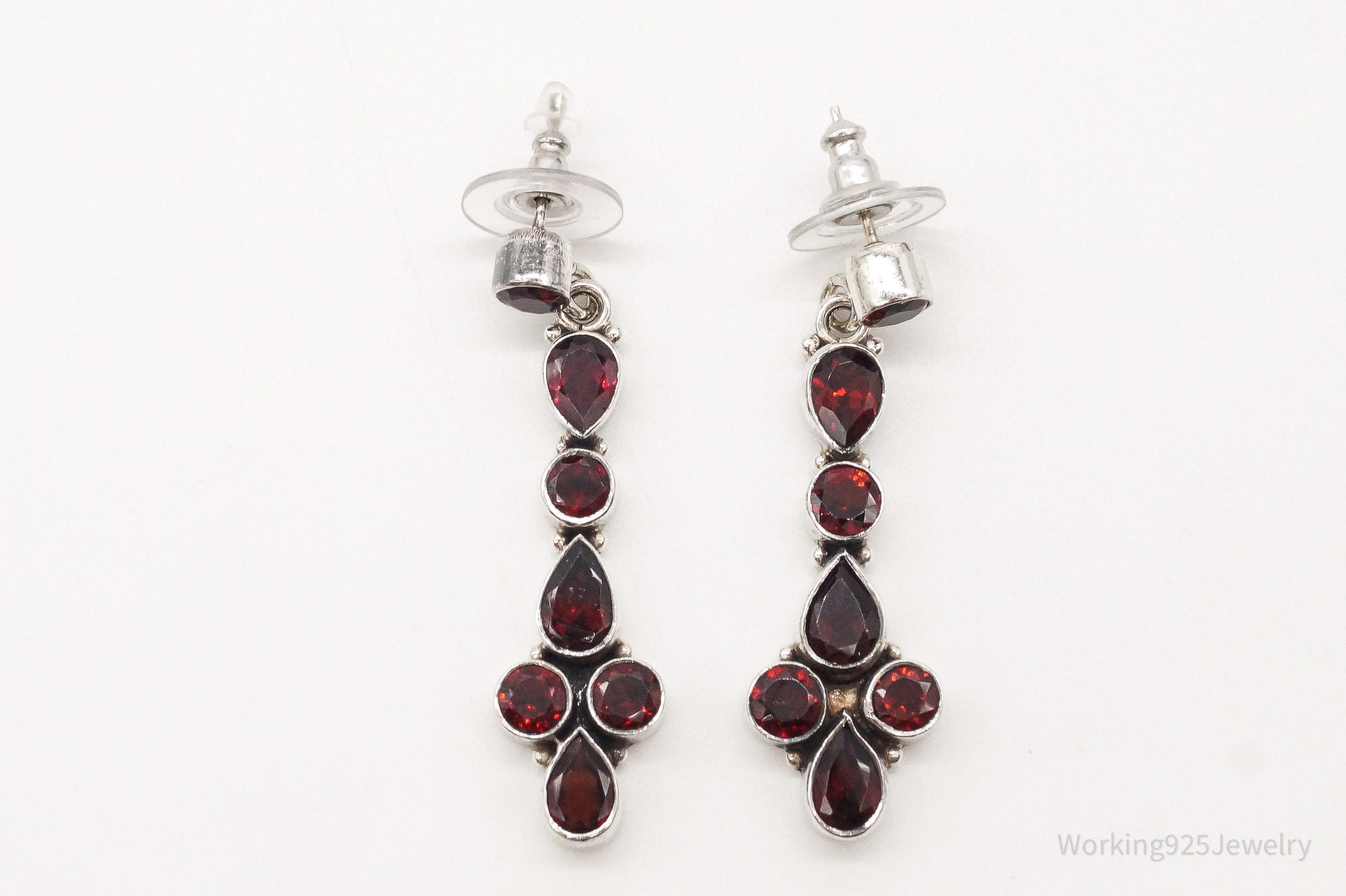 Vintage Garnet Sterling Silver Earrings