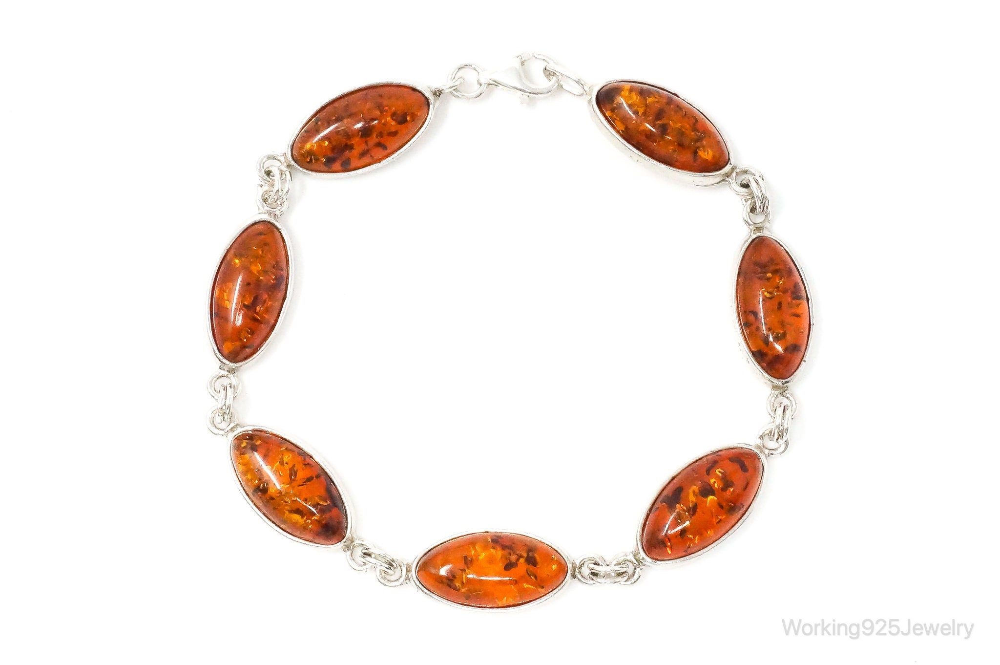 Vintage Baltic Amber Sterling Silver Bracelet