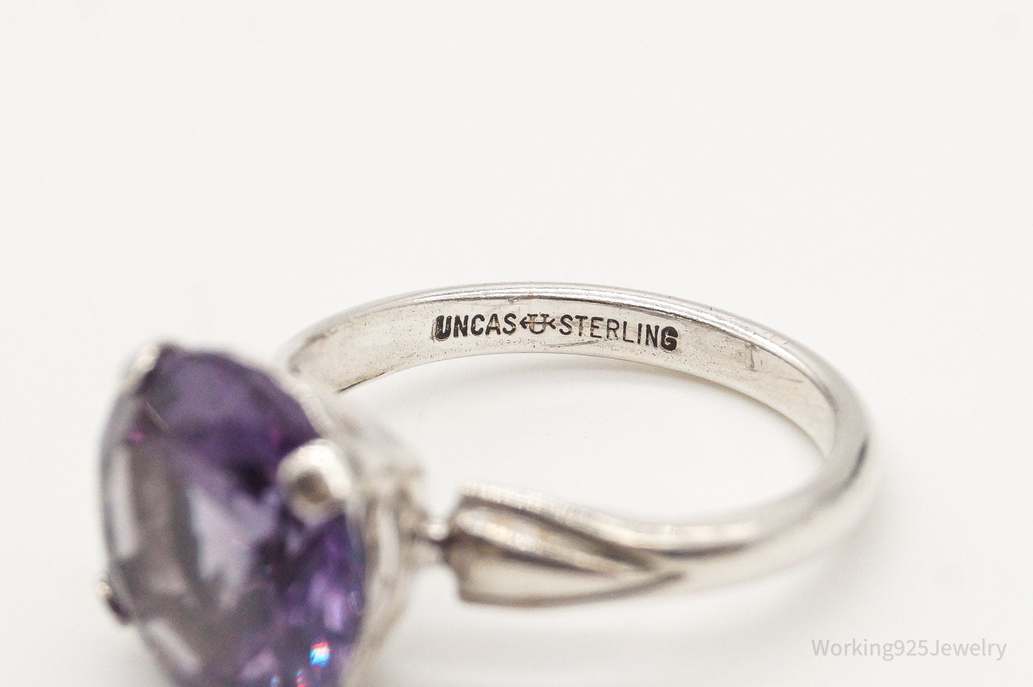 Uncas MFG Co Lab-created Color Changing Sapphire Sterling Silver Ring- Size 6.25