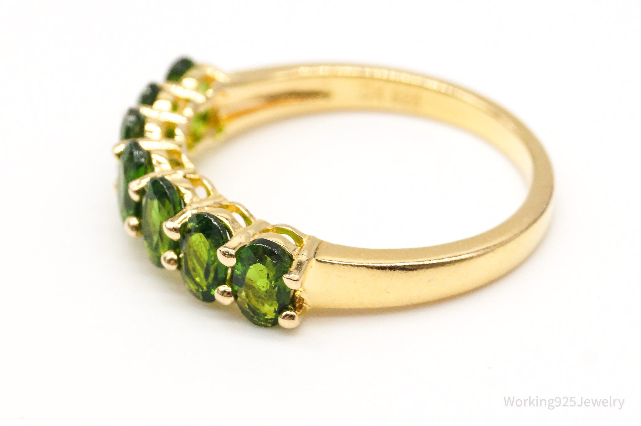 Designer DK Peridot Gold Vermeil Sterling Silver Ring Size 8