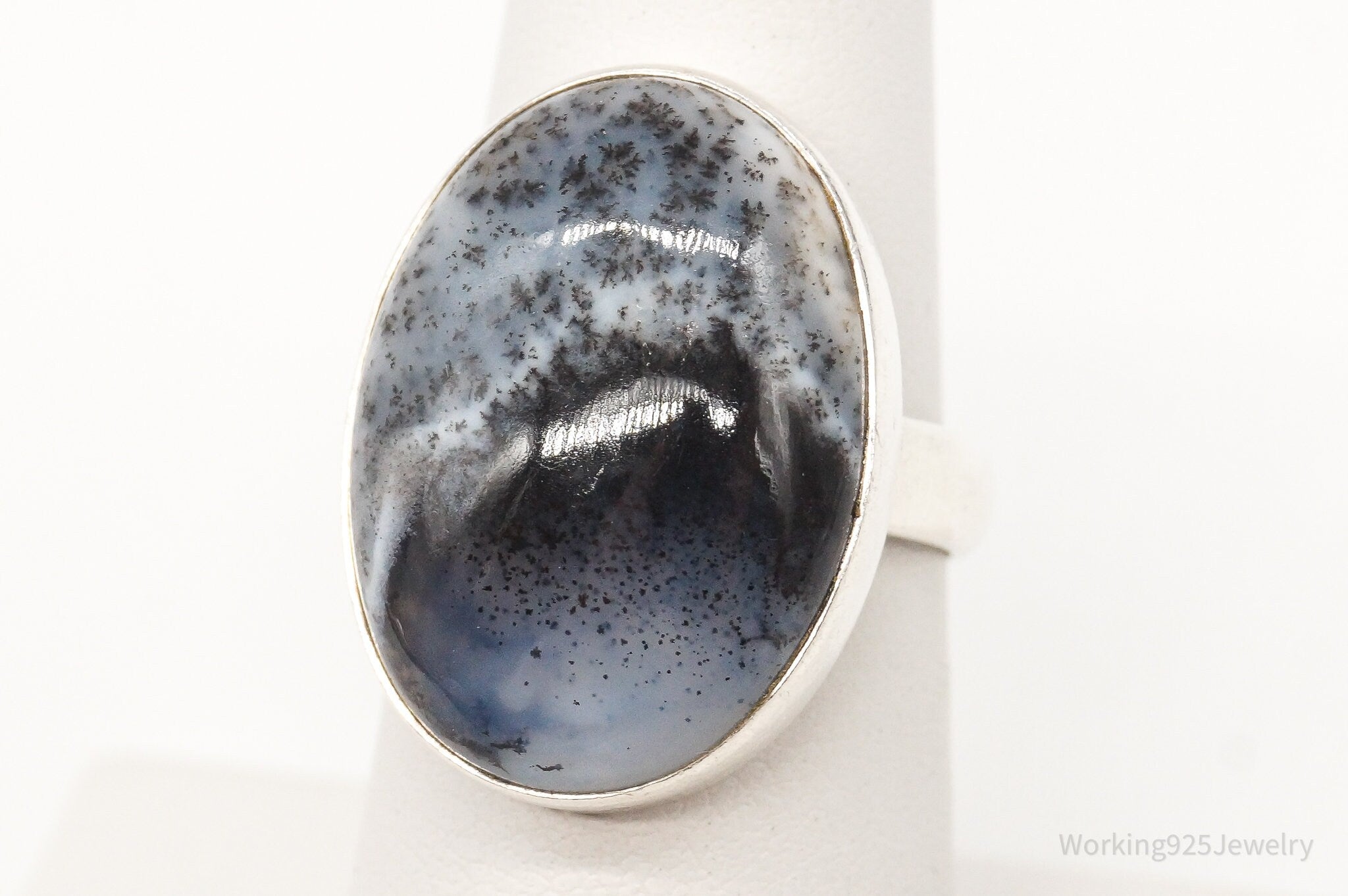 Vintage Designer TGGC Dendritic Agate Sterling Silver Ring - Size 6.75