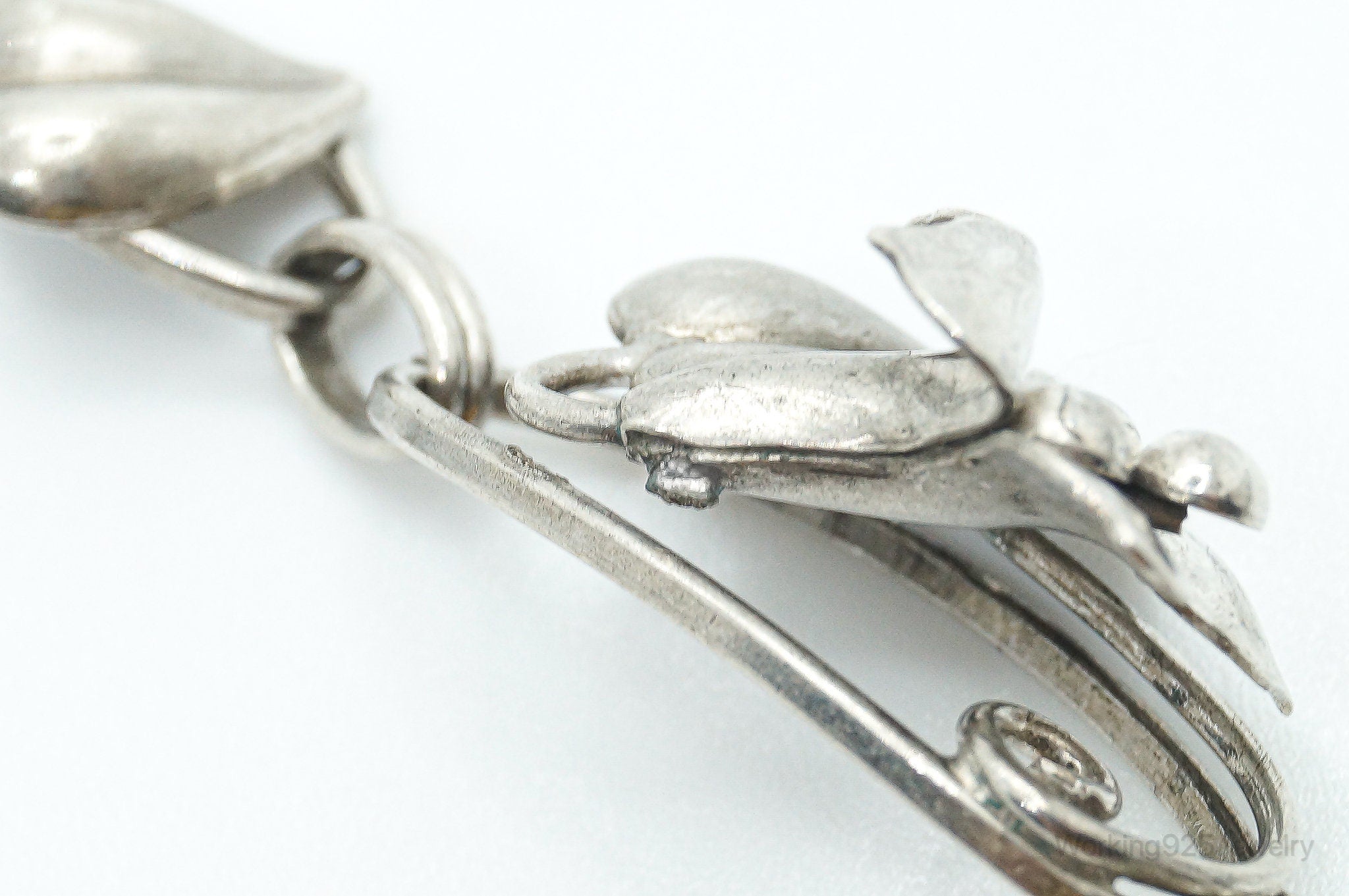 Antique Designer A-Z Flowers Sterling Silver Bracelet