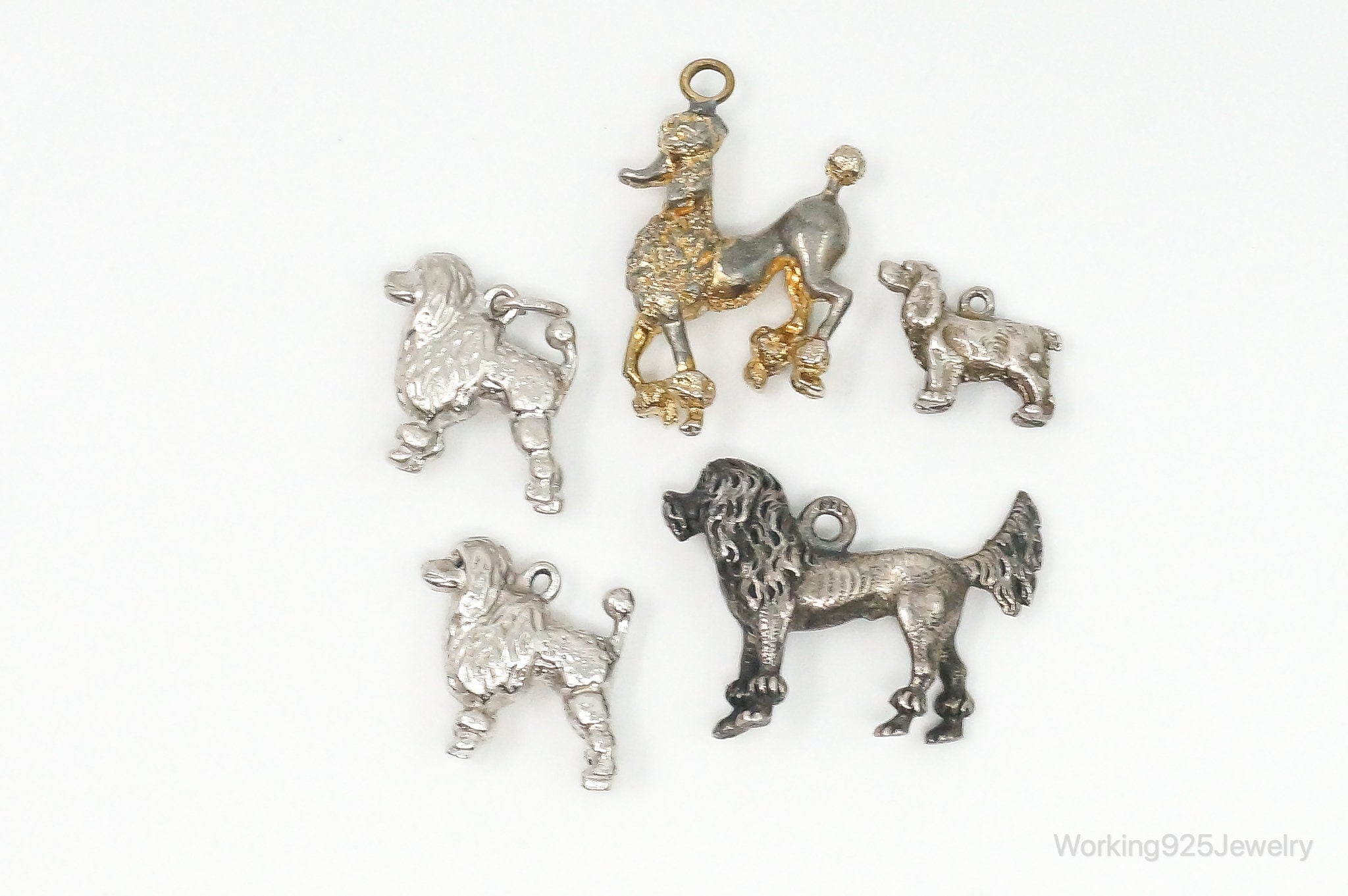 Vintage Antique Puppies Dogs Sterling Silver Charms Lot