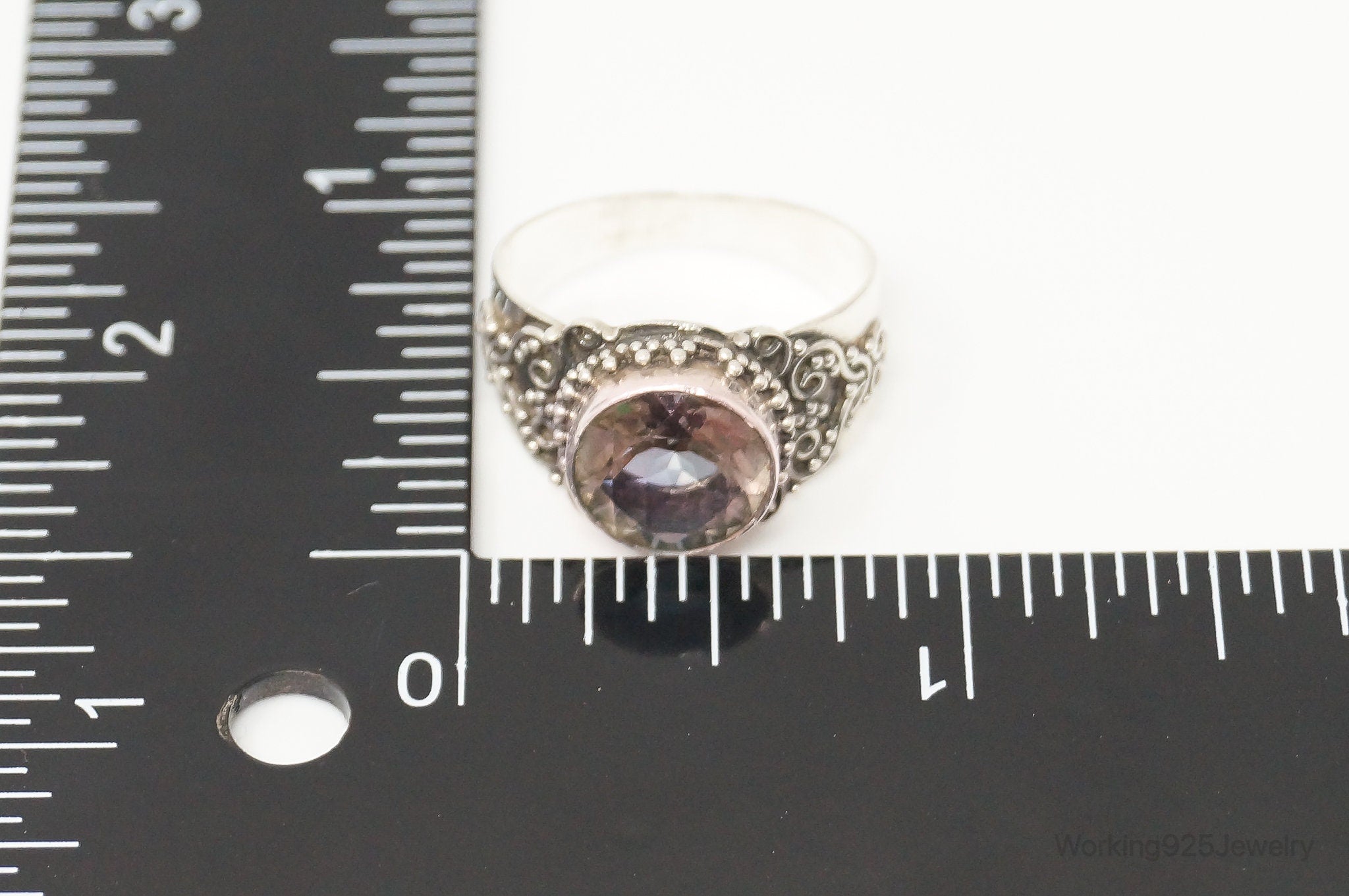 Vintage Bali Style Zandrite Sterling Silver Ring - Size 9.25