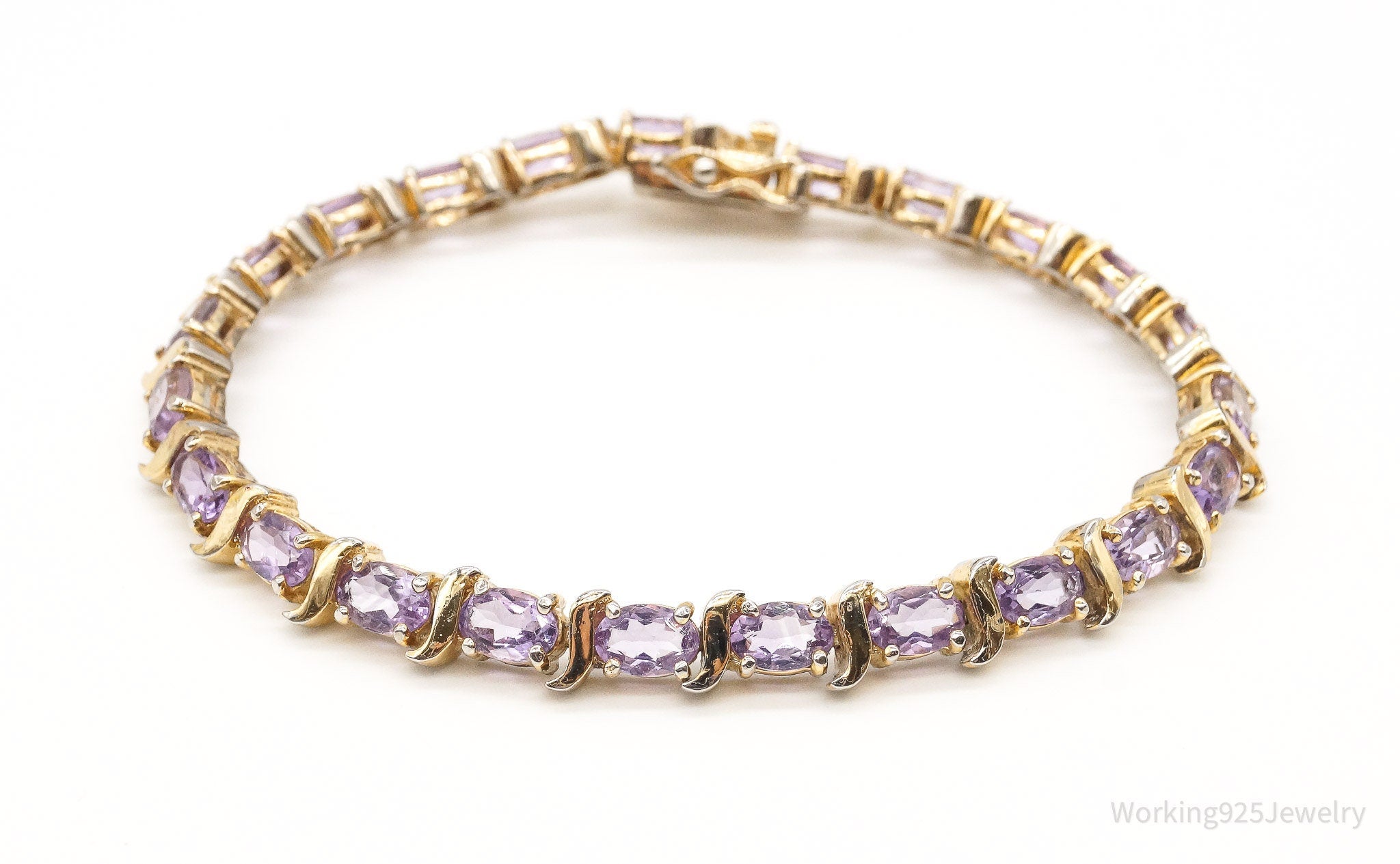 Vintage Amethyst Gold Vermeil Sterling Silver Bracelet