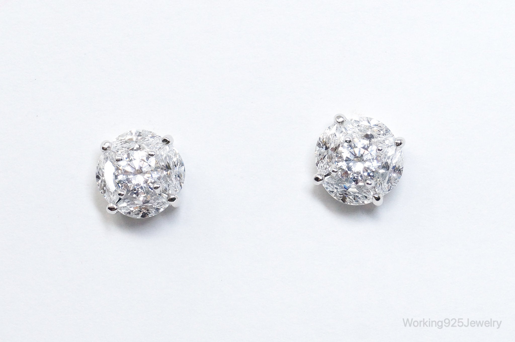 Vintage Cubic Zirconia Sterling Silver Earrings