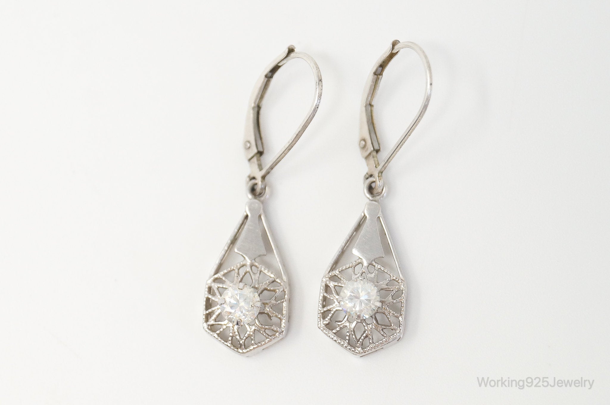 Vintage Cubic Zirconia Sterling Silver Earrings