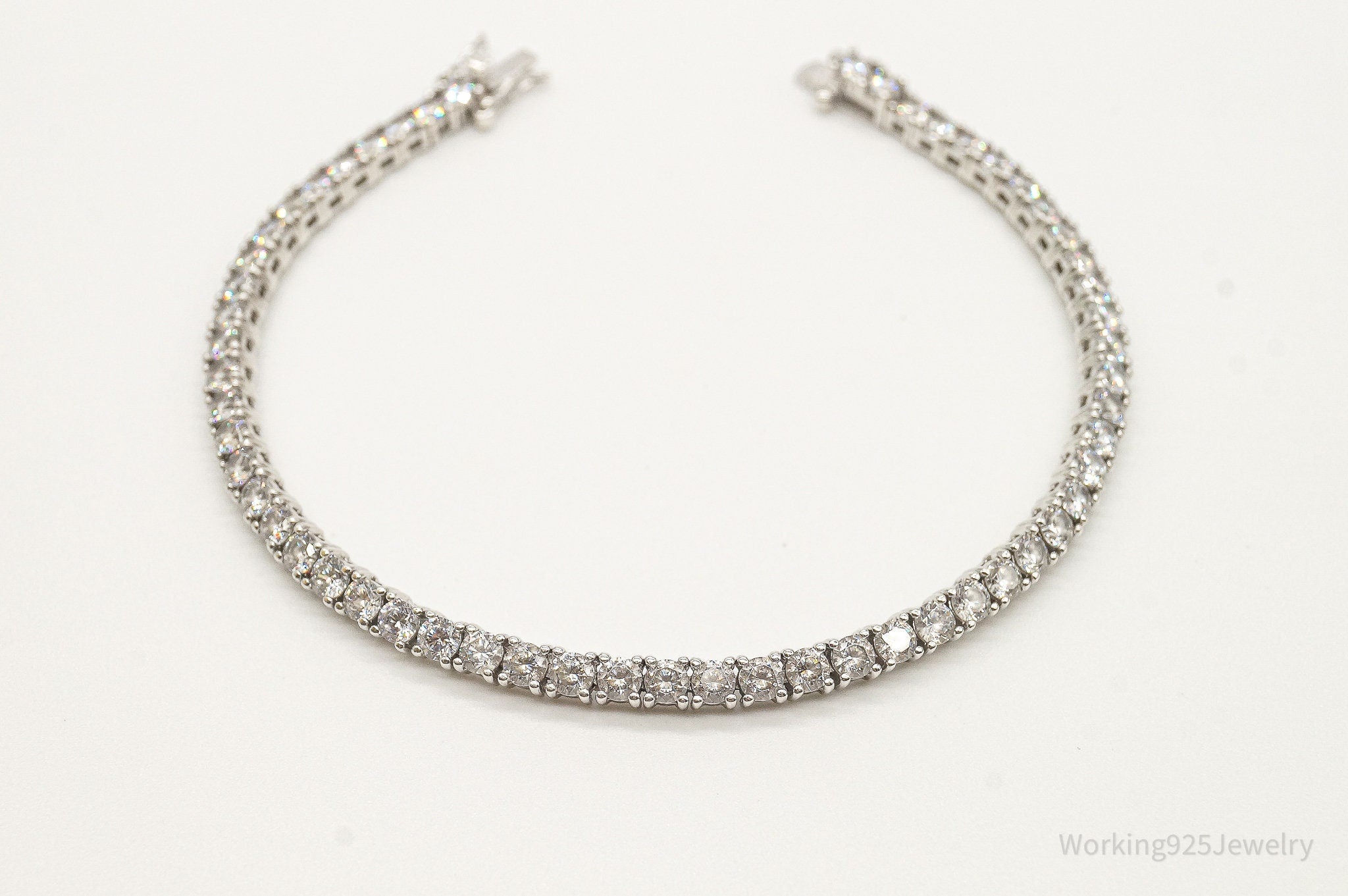 Vintage Designer BBJ Cubic Zirconia Sterling Silver Tennis Bracelet