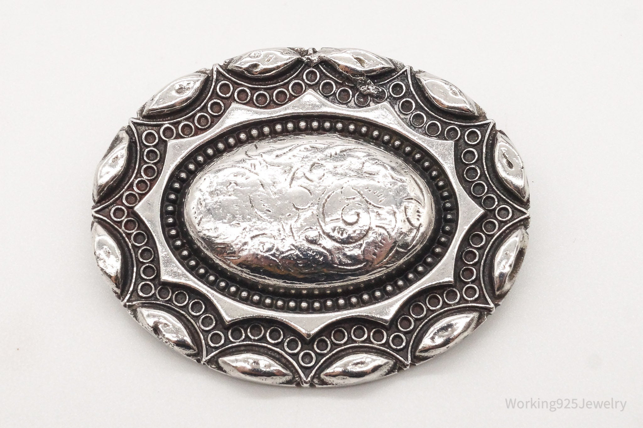 Antique Art Nouveau Silver Floral Pin Brooch