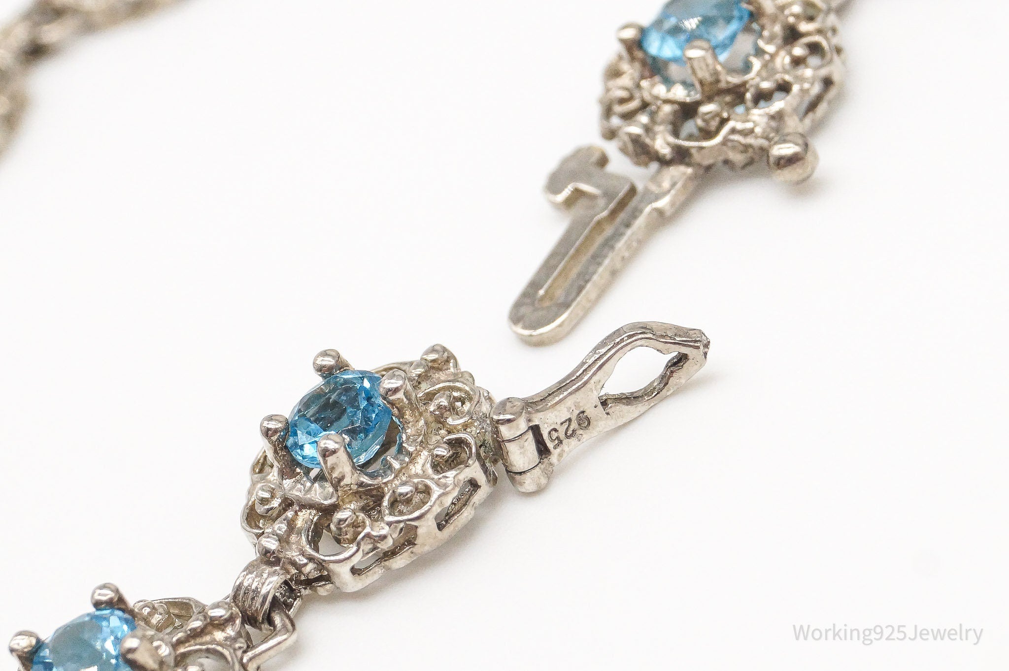 Vintage Blue Topaz Sterling Silver Bracelet