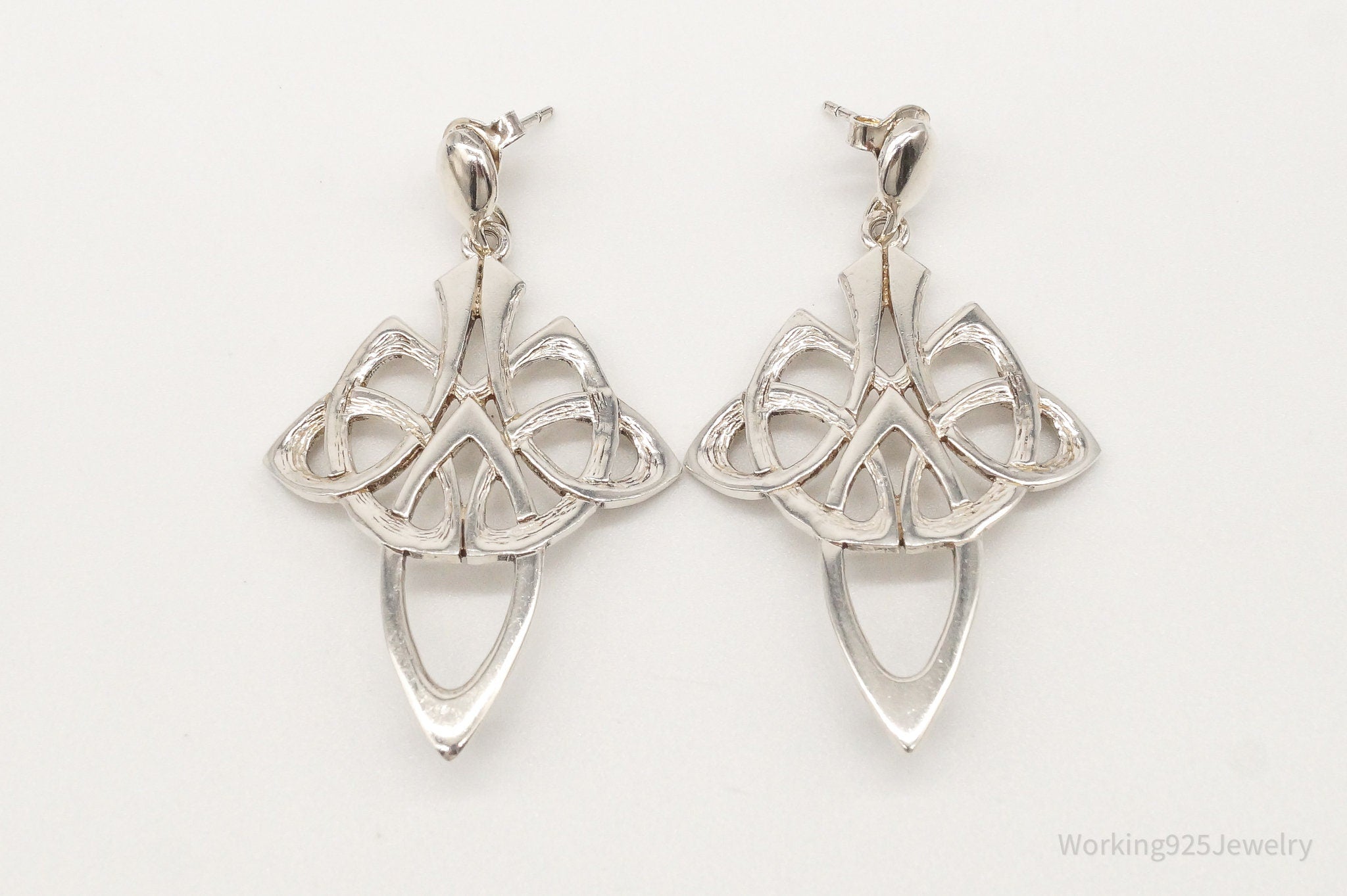 Vintage Celtic Knot Cross Sterling Silver Earrings