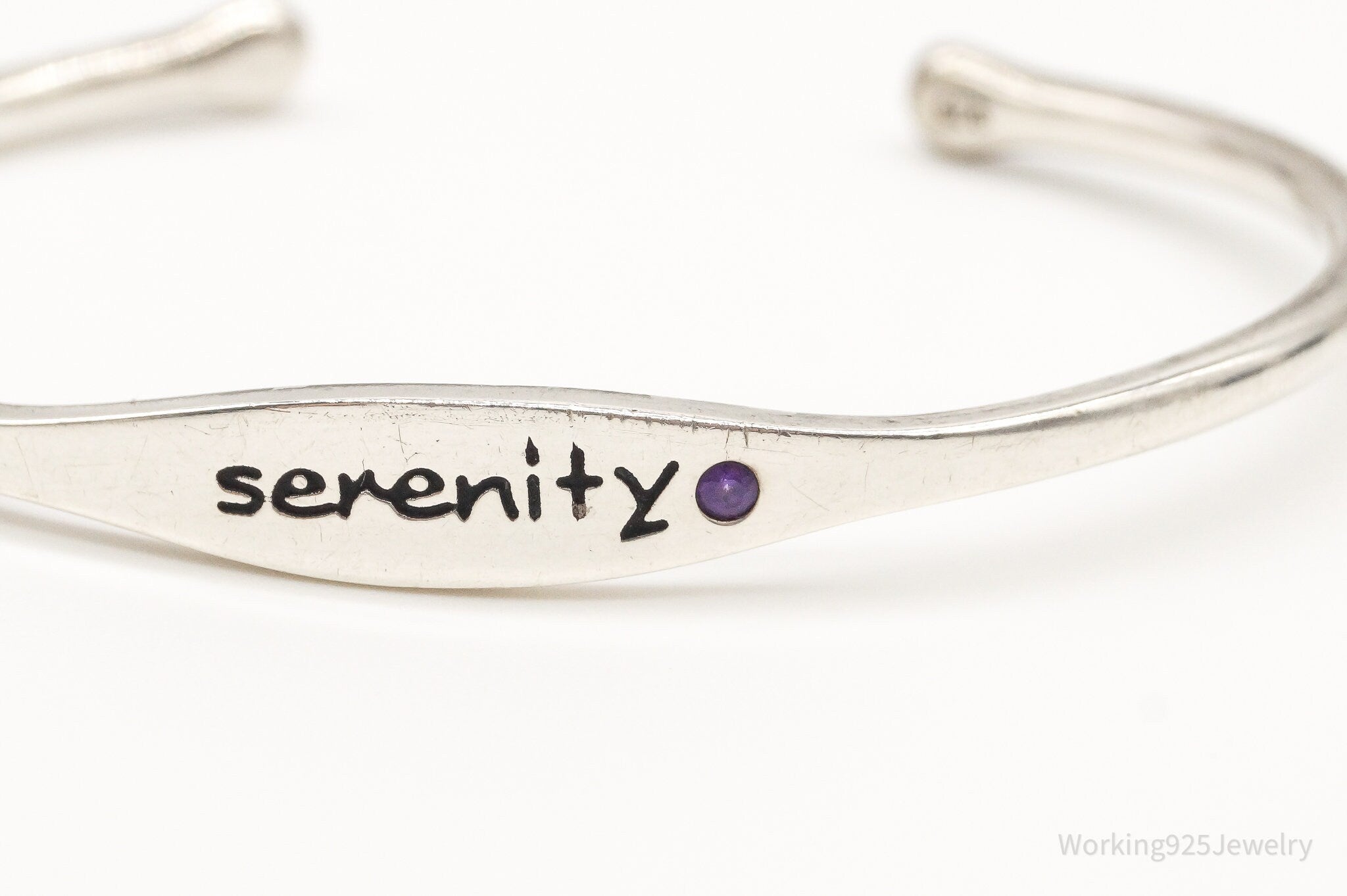 Serenity Prayer Amethyst Sterling Silver Cuff Bracelet