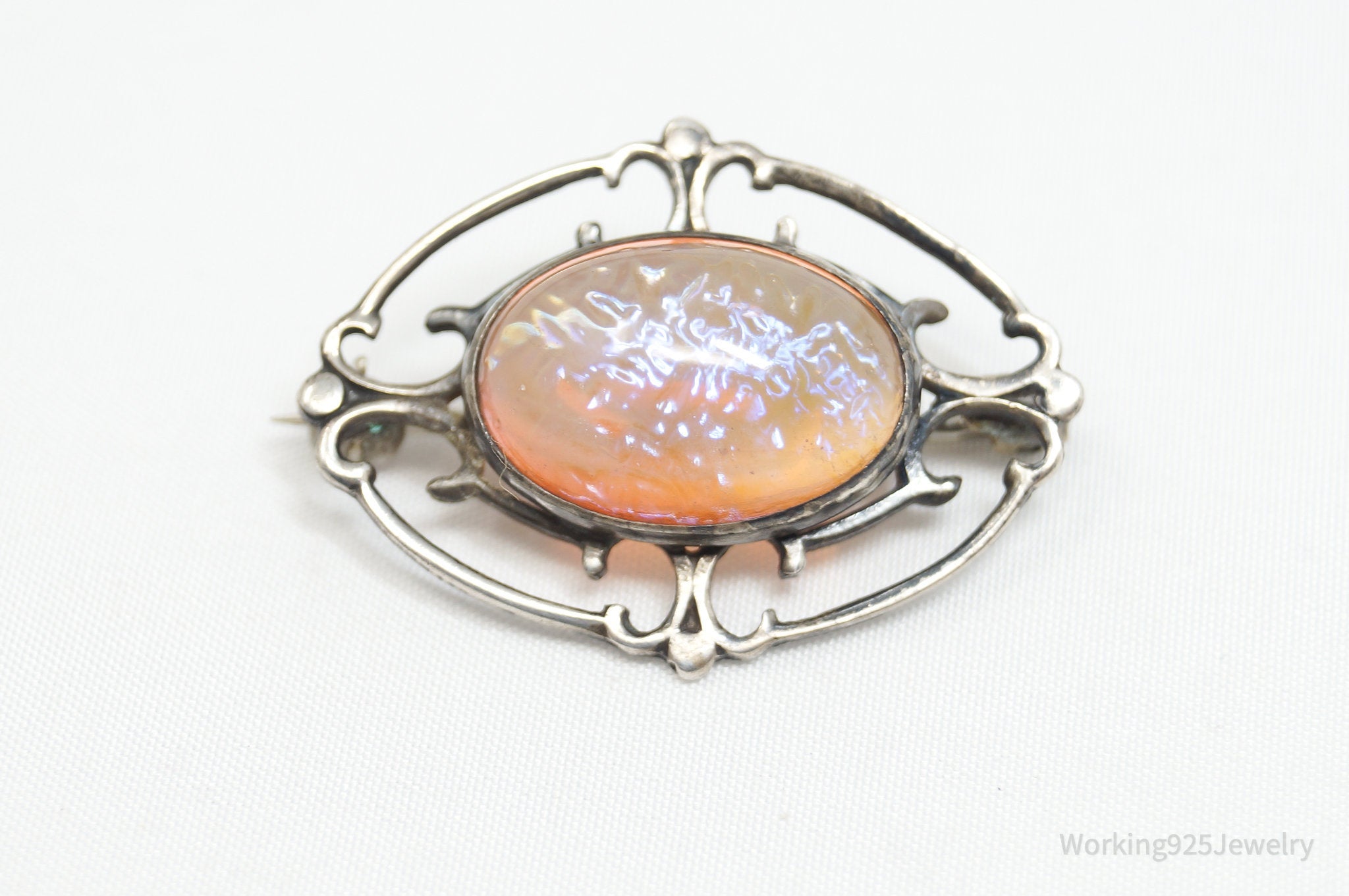 Antique Art Nouveau Wing Sterling Silver Brooch Pin