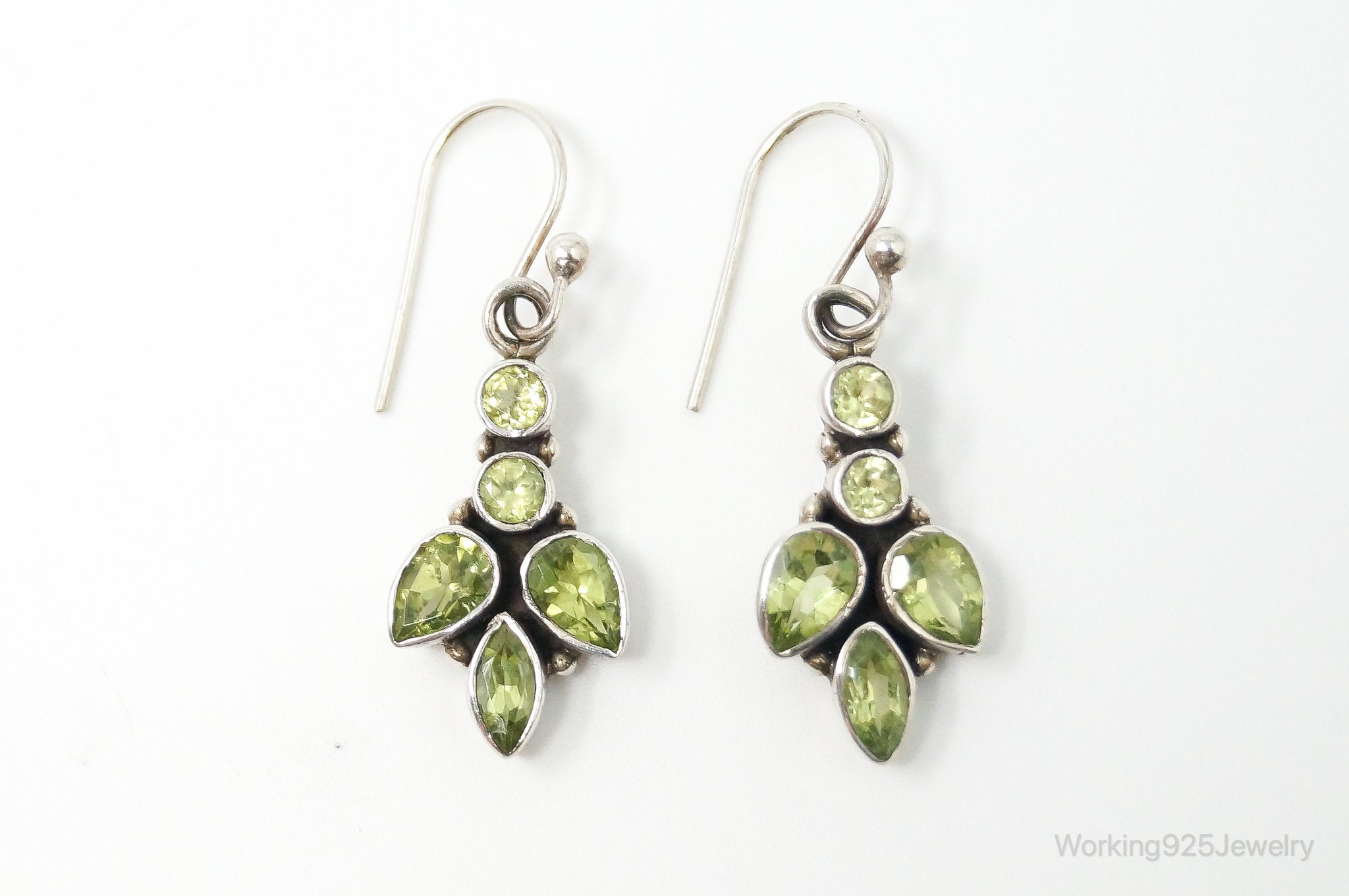 Vintage India Designer Peridot Sterling Silver Earrings