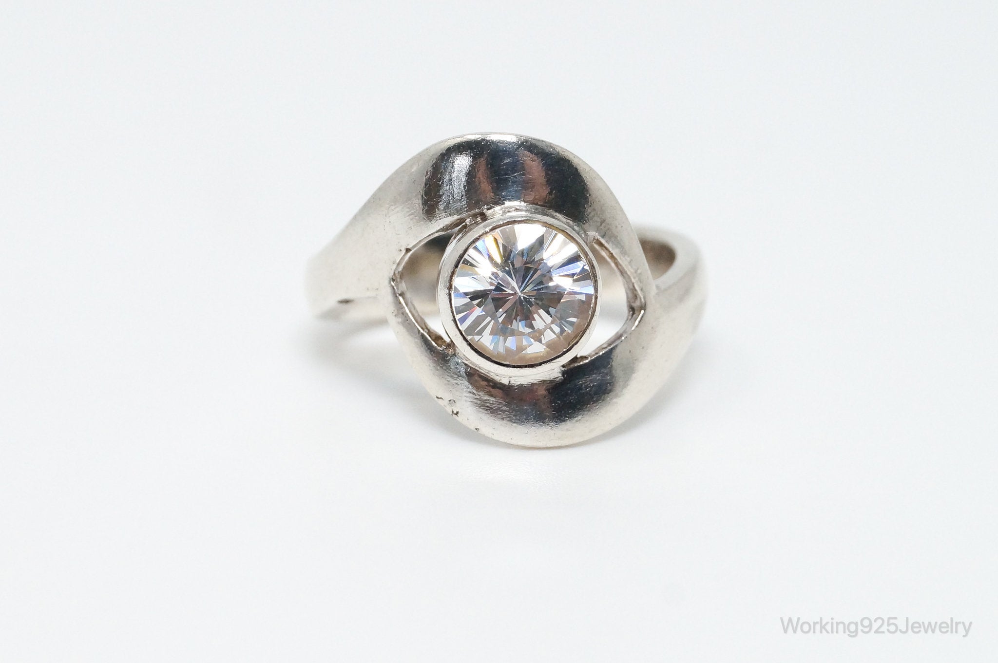 Vintage Cubic Zirconia Sterling Silver Ring - Size 5