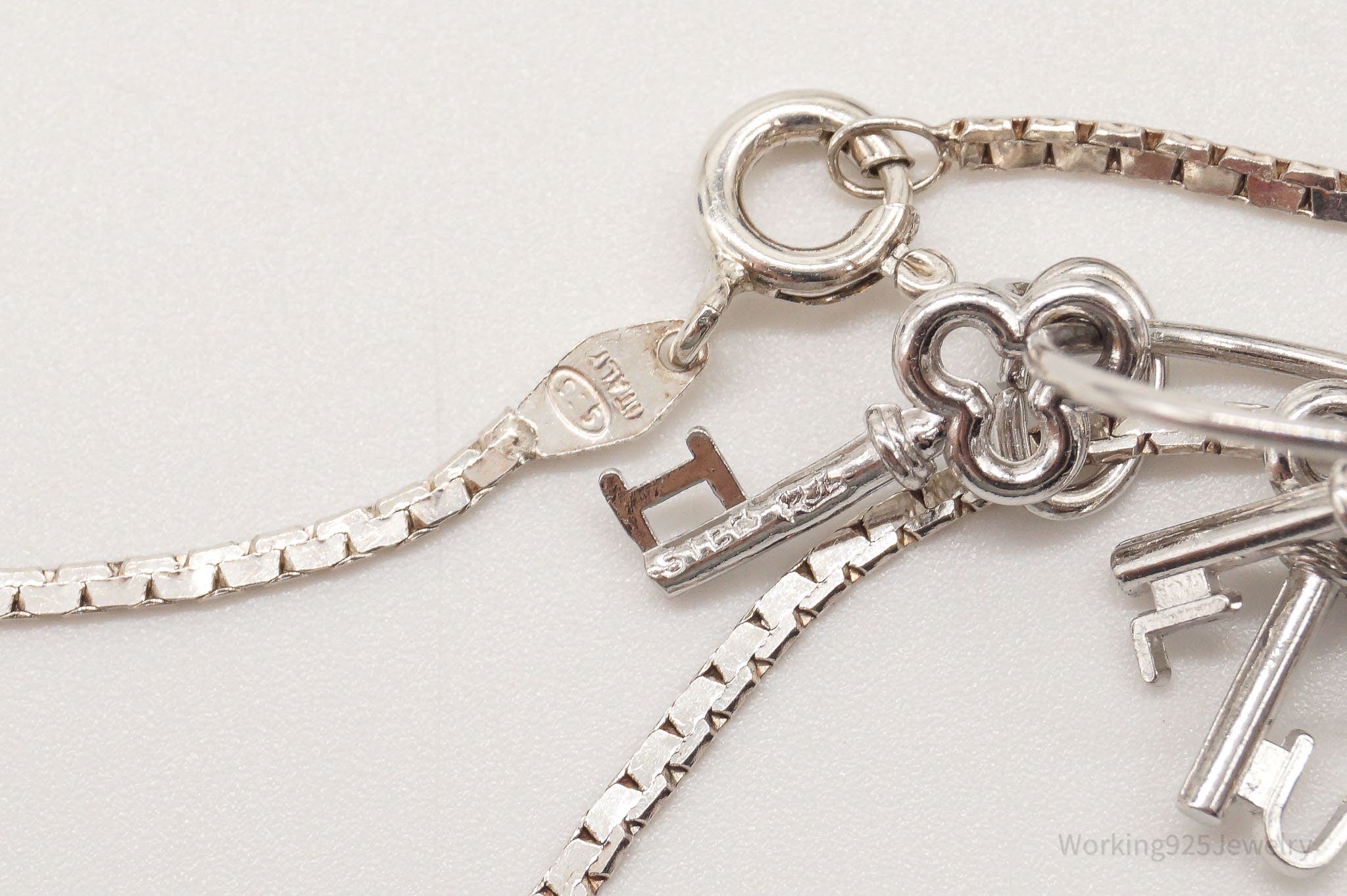 Vintage "I LOVE YOU" Key Charms Sterling Silver Necklace