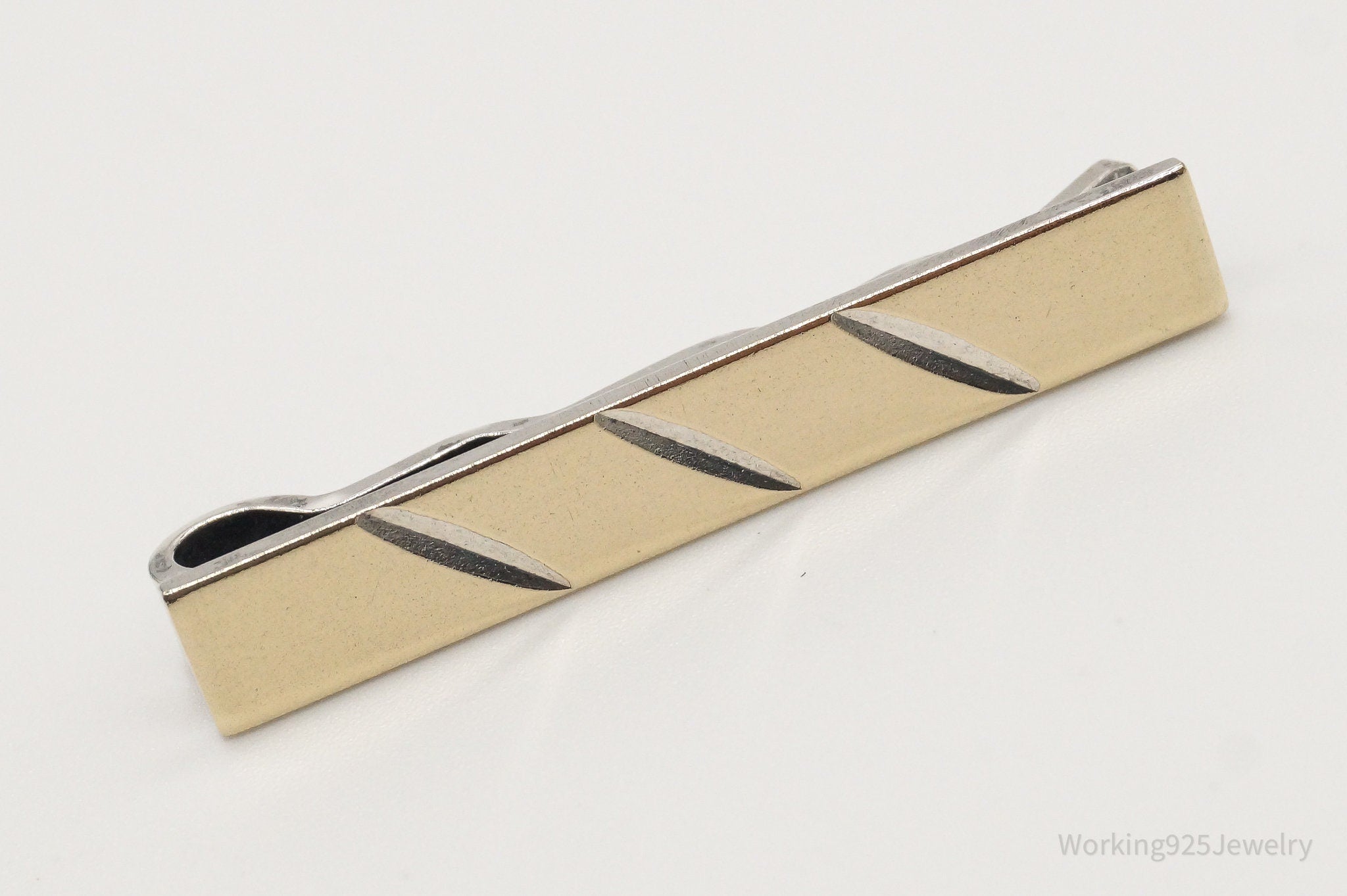 Rare Vintage Norway Modernist Aksel Holmsen Two Tone Sterling Silver Tie Clip