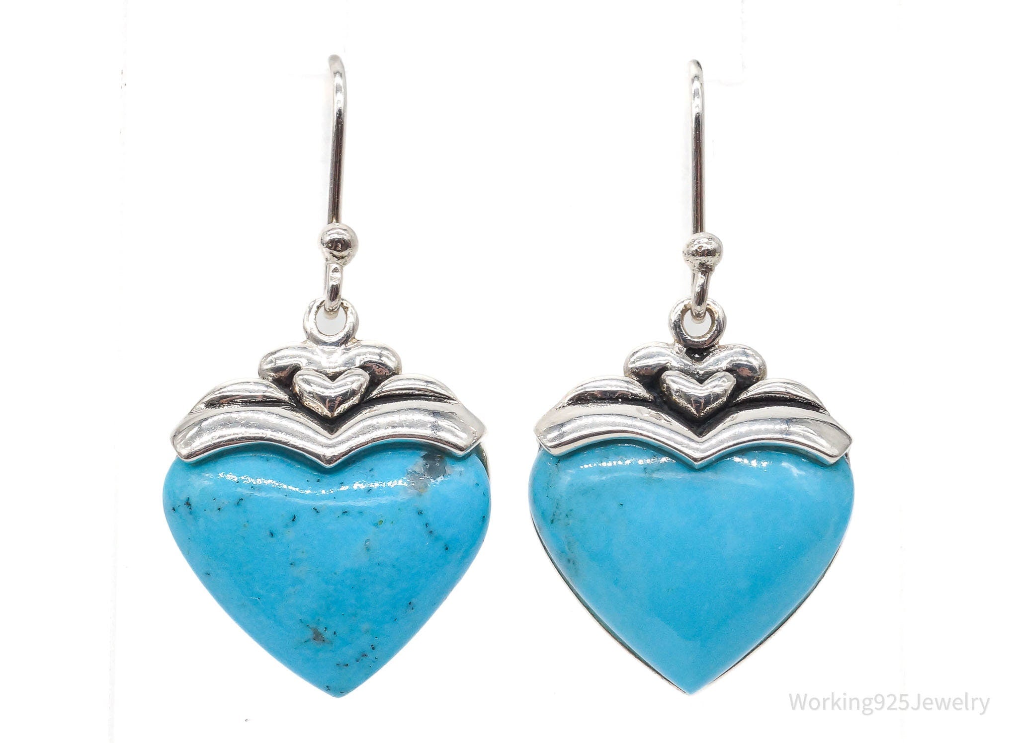 Designer SX Turquoise Hearts Sterling Silver Earrings