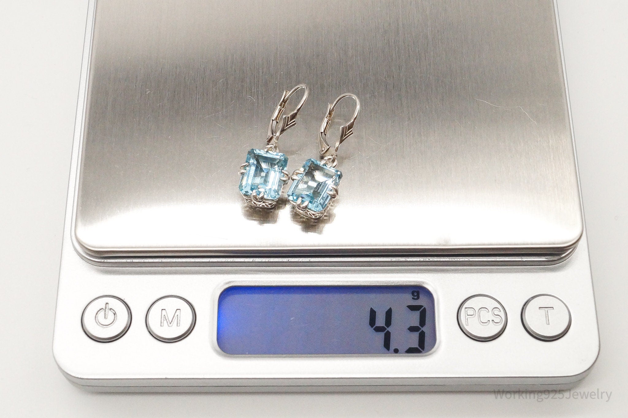 Vintage Designer CNA Blue Topaz Sterling Silver Earrings