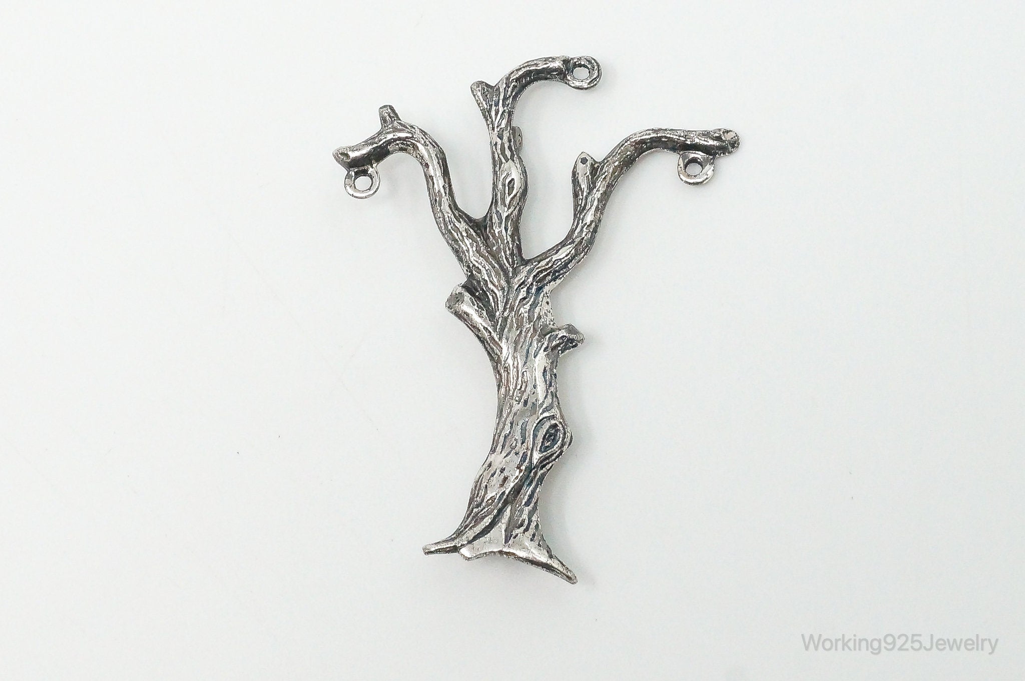 Rare Vintage Designer Concraft Charm Tree Sterling Silver Brooch Pin