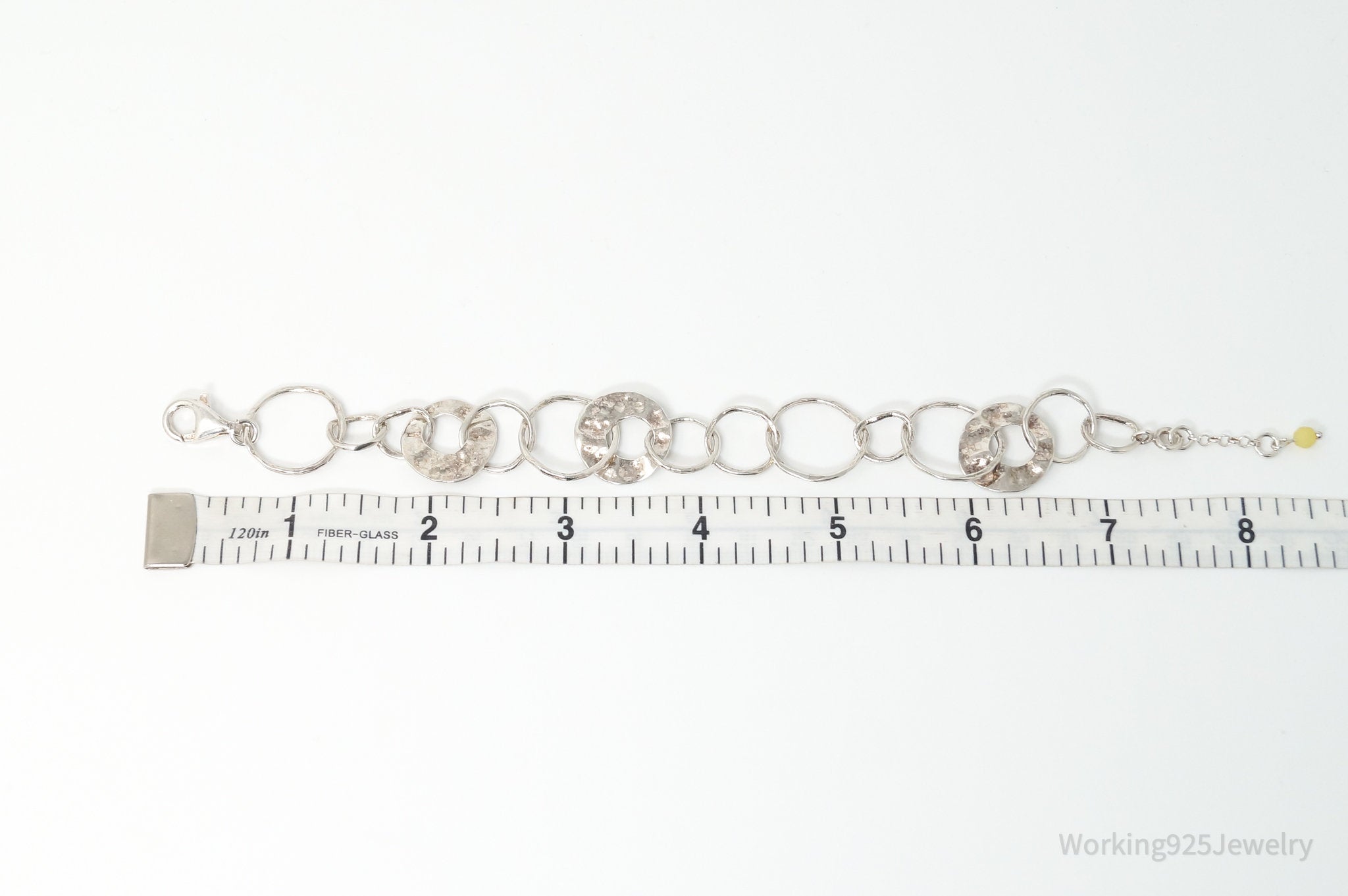 Vintage Designer Silpada Retired Paper Chain Hammered Sterling Silver Bracelet