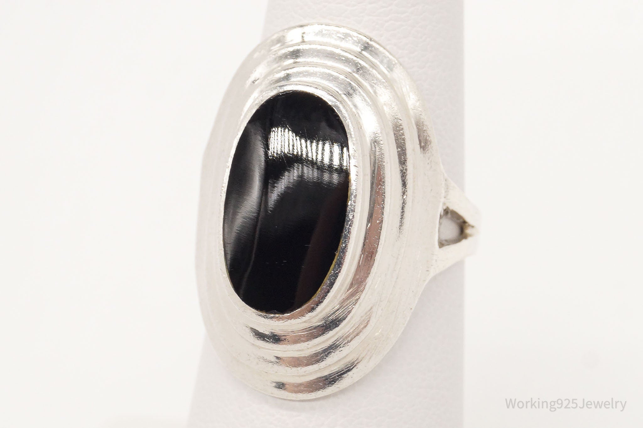 Vintage Black Onyx Sterling Silver Ring - Size 6