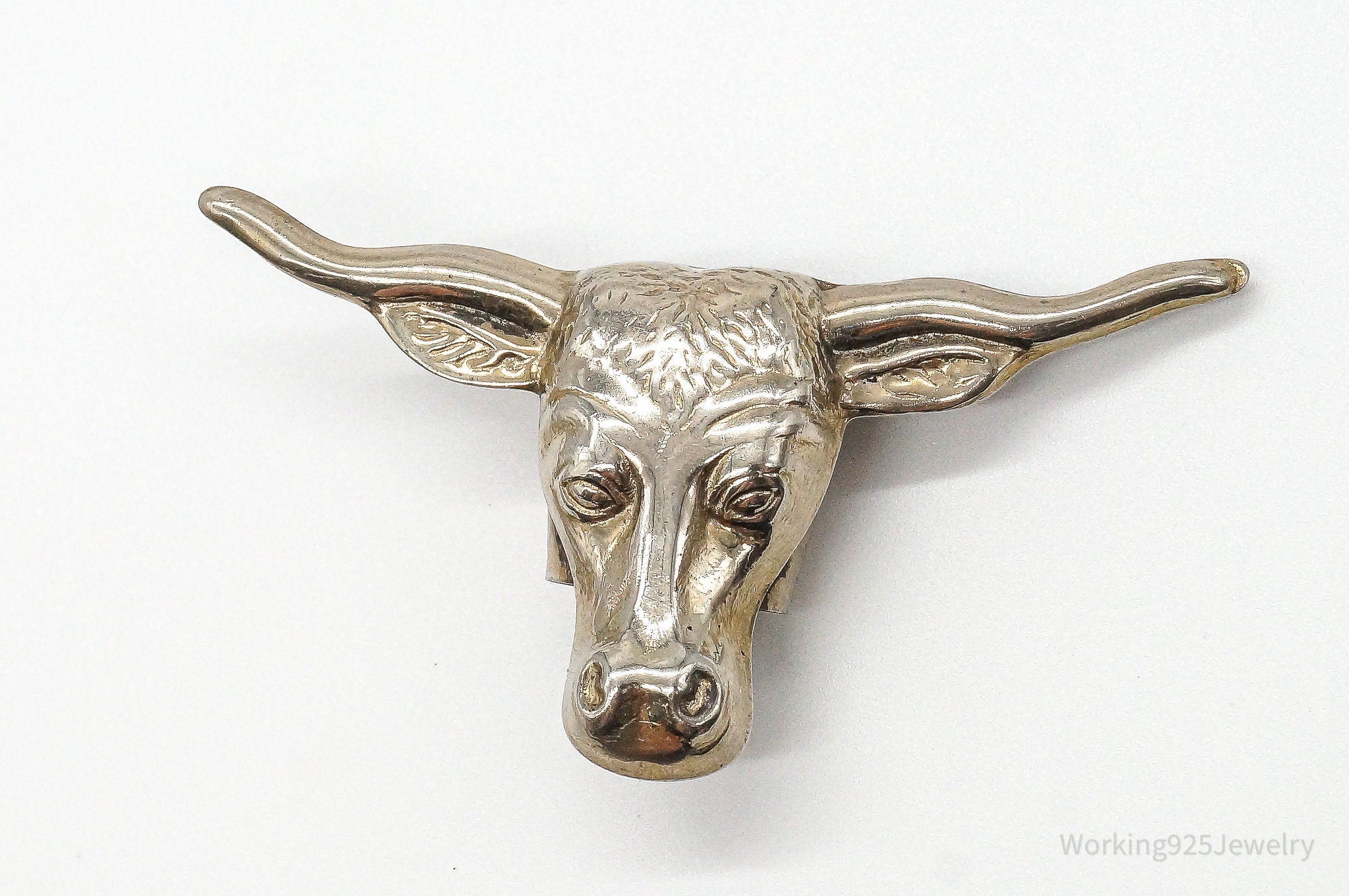 Vintage Bull Head Bolo Tie Clip Slide