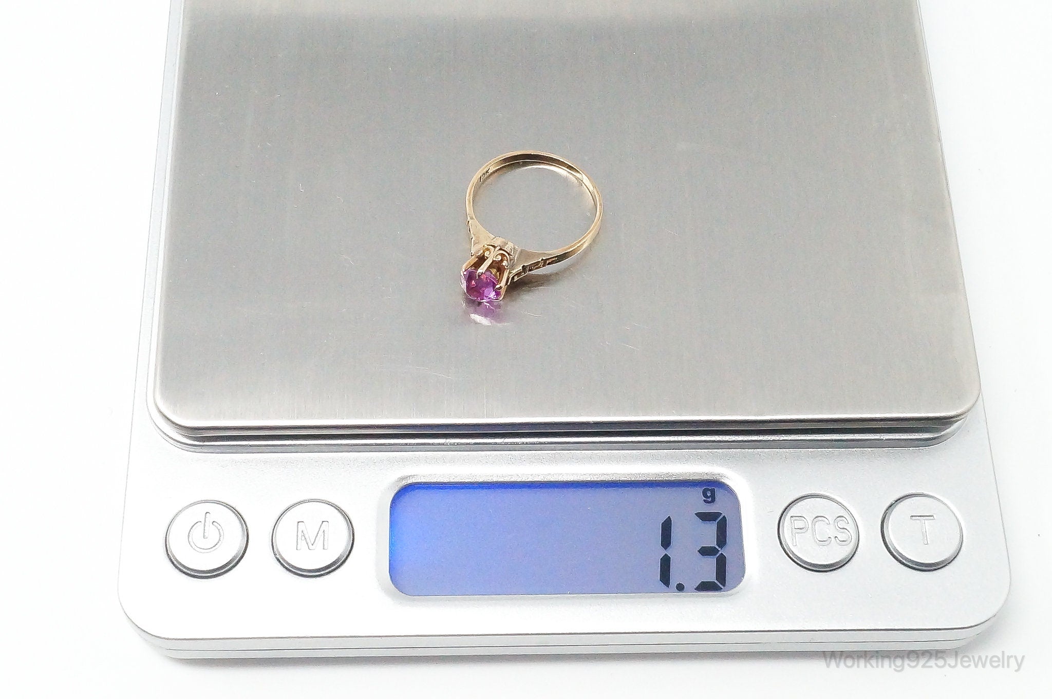 Antique Pink Sapphire 10K Gold Ring 4.75