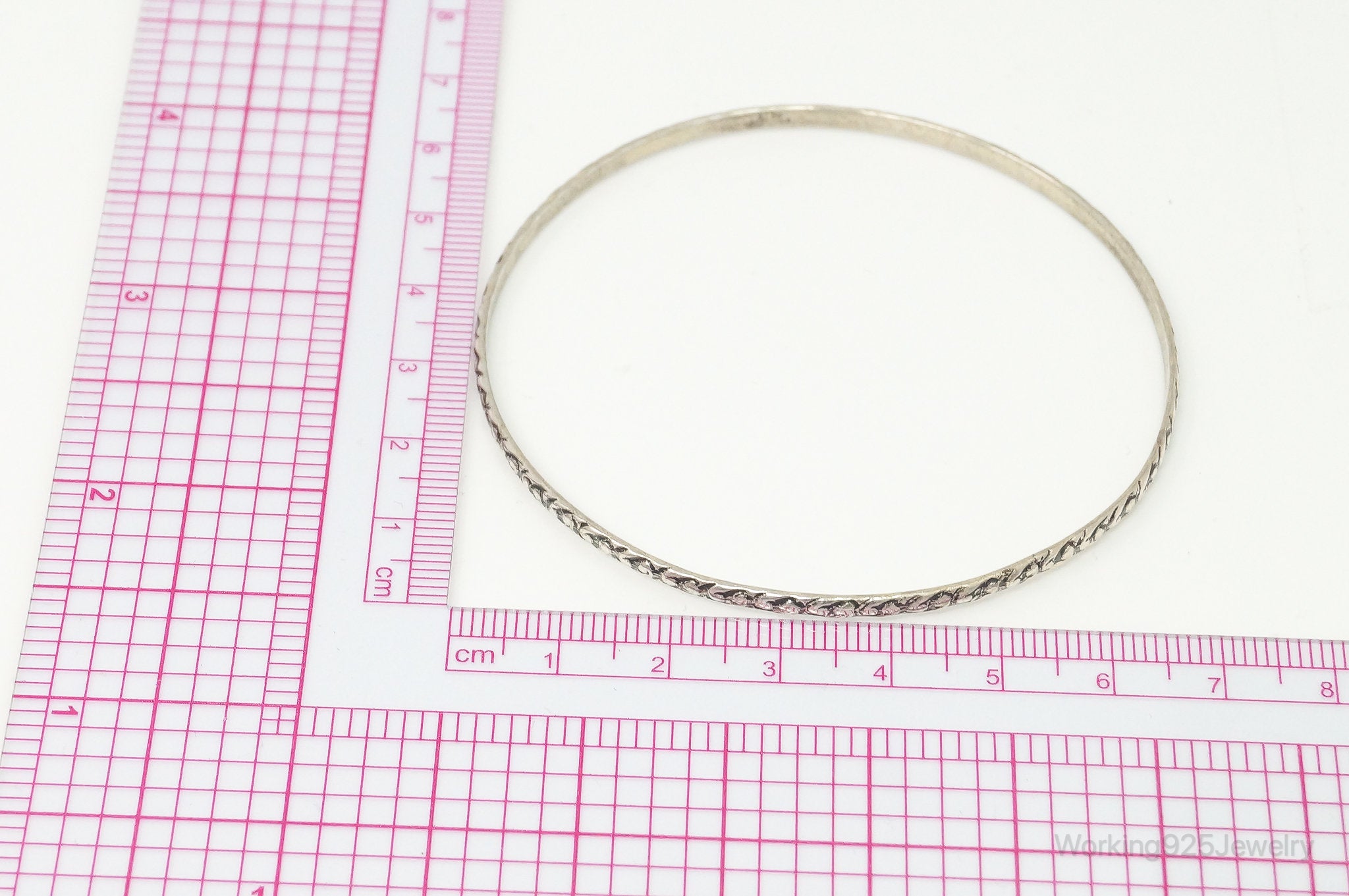 Antique BEAU Bandana Style Print Sterling Silver Bangle Bracelet