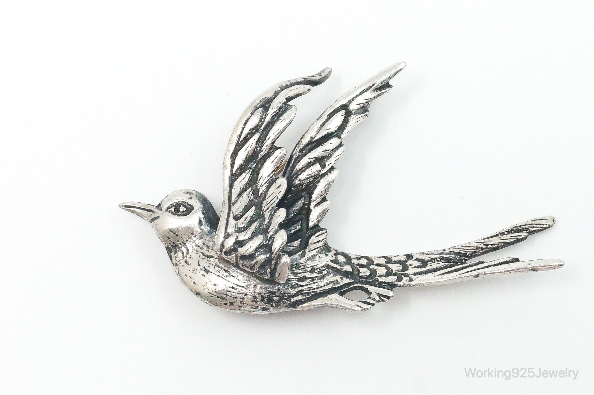 Rare Large Vintage Designer DUNEZ Bird Sterling Silver Brooch Pin