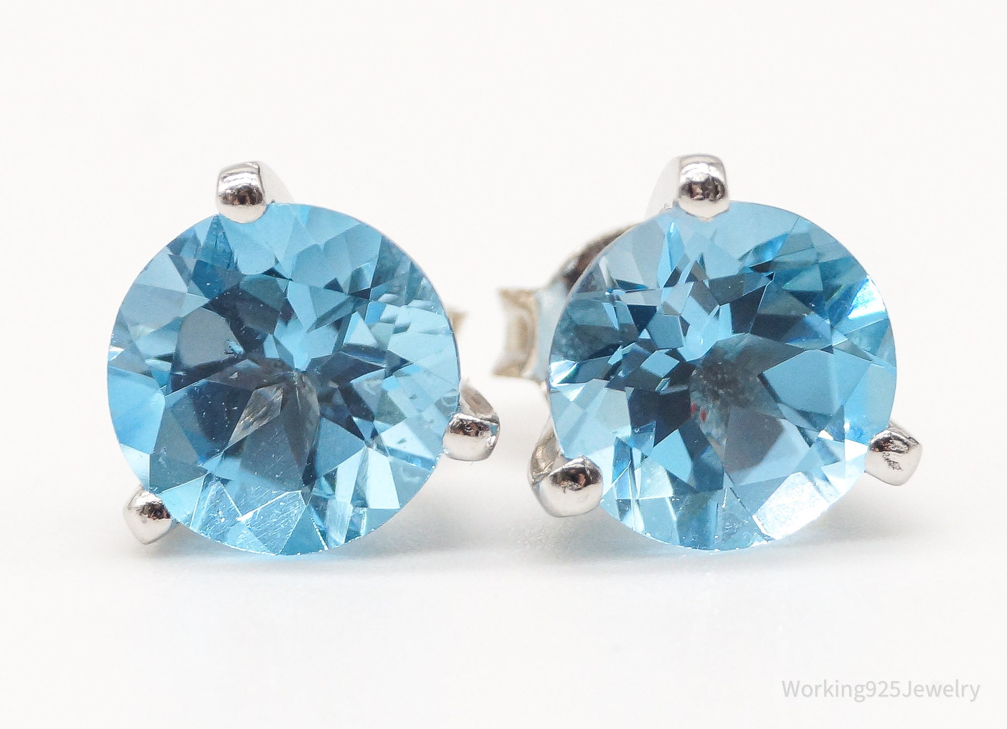 Vintage Blue Topaz Sterling Silver Earrings