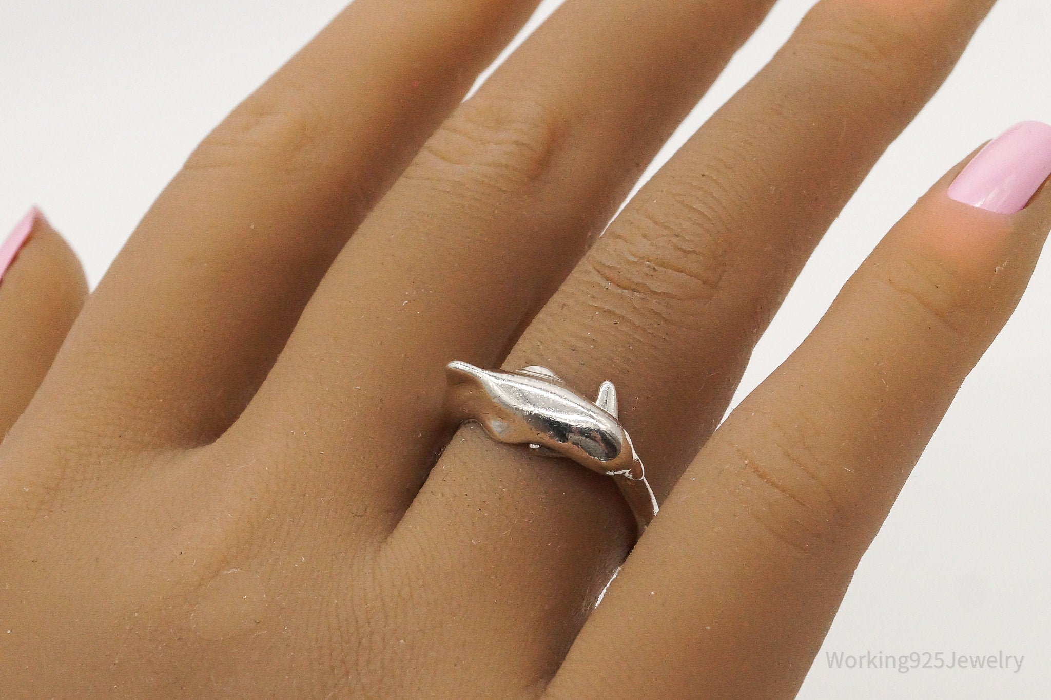 Vintage Dolphin Sterling Silver Wrap Ring - Size 6