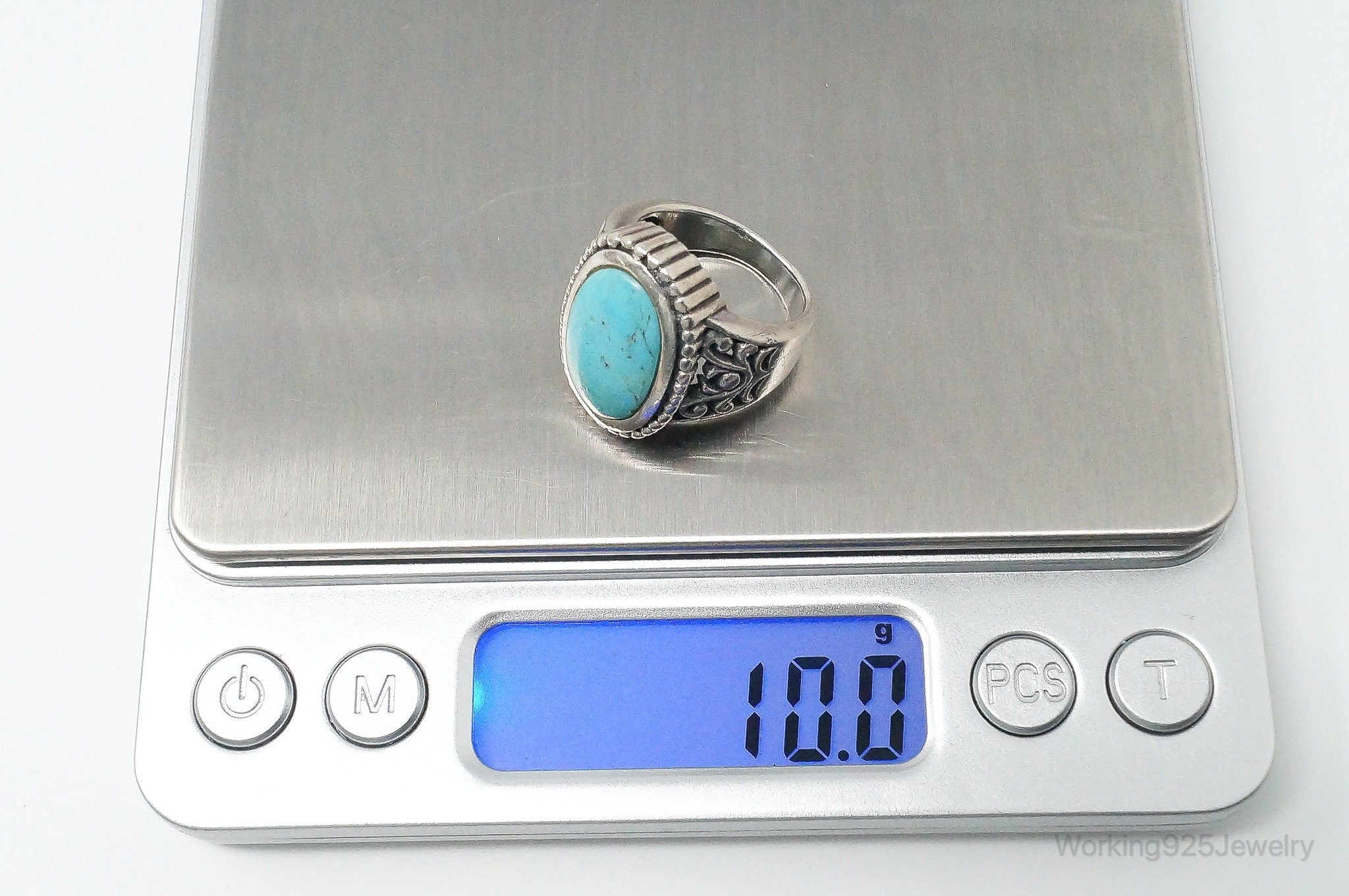 Designer NK Turquoise Sterling Silver Ring - Size 5.5