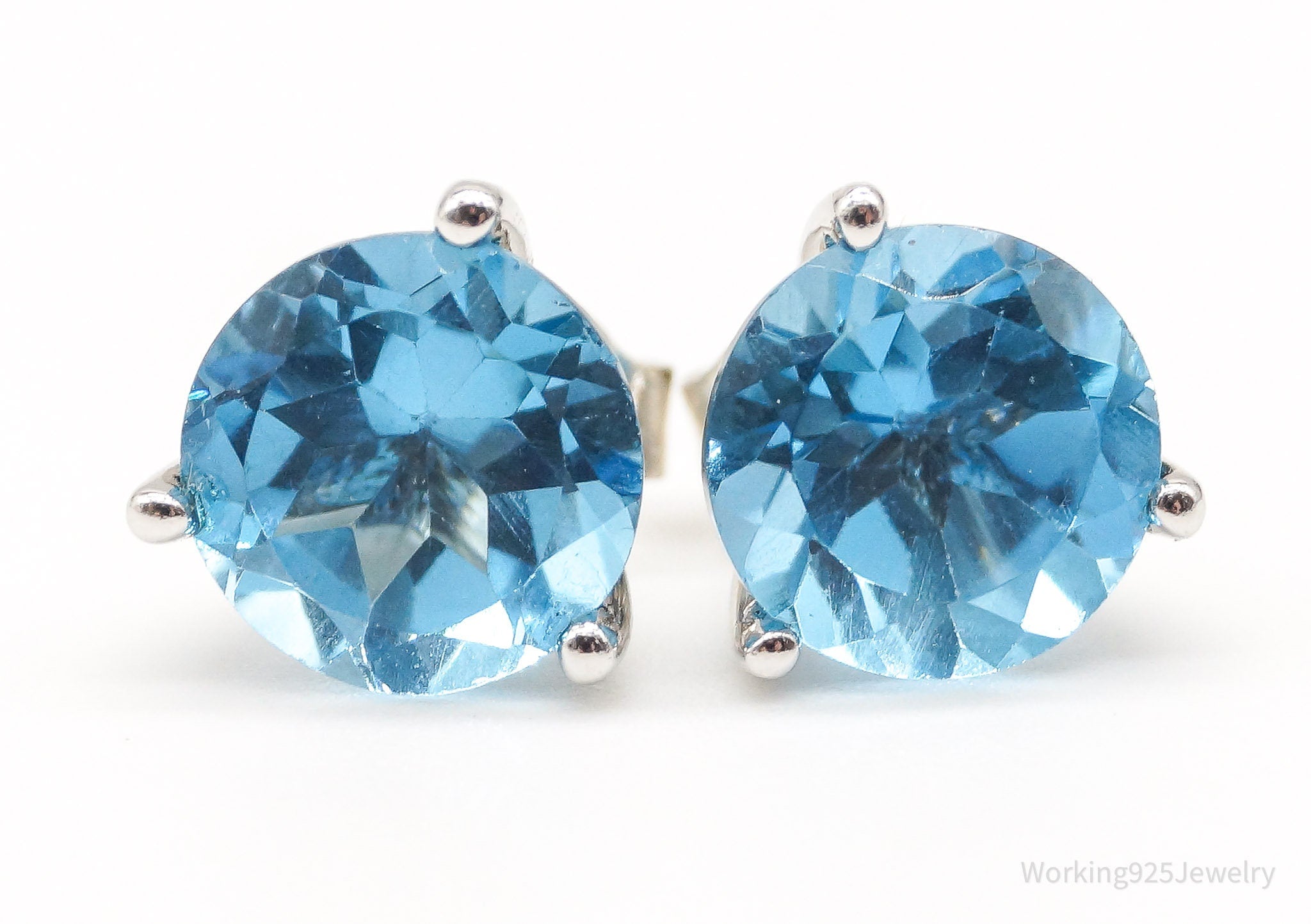 Vintage Blue Topaz Sterling Silver Earrings